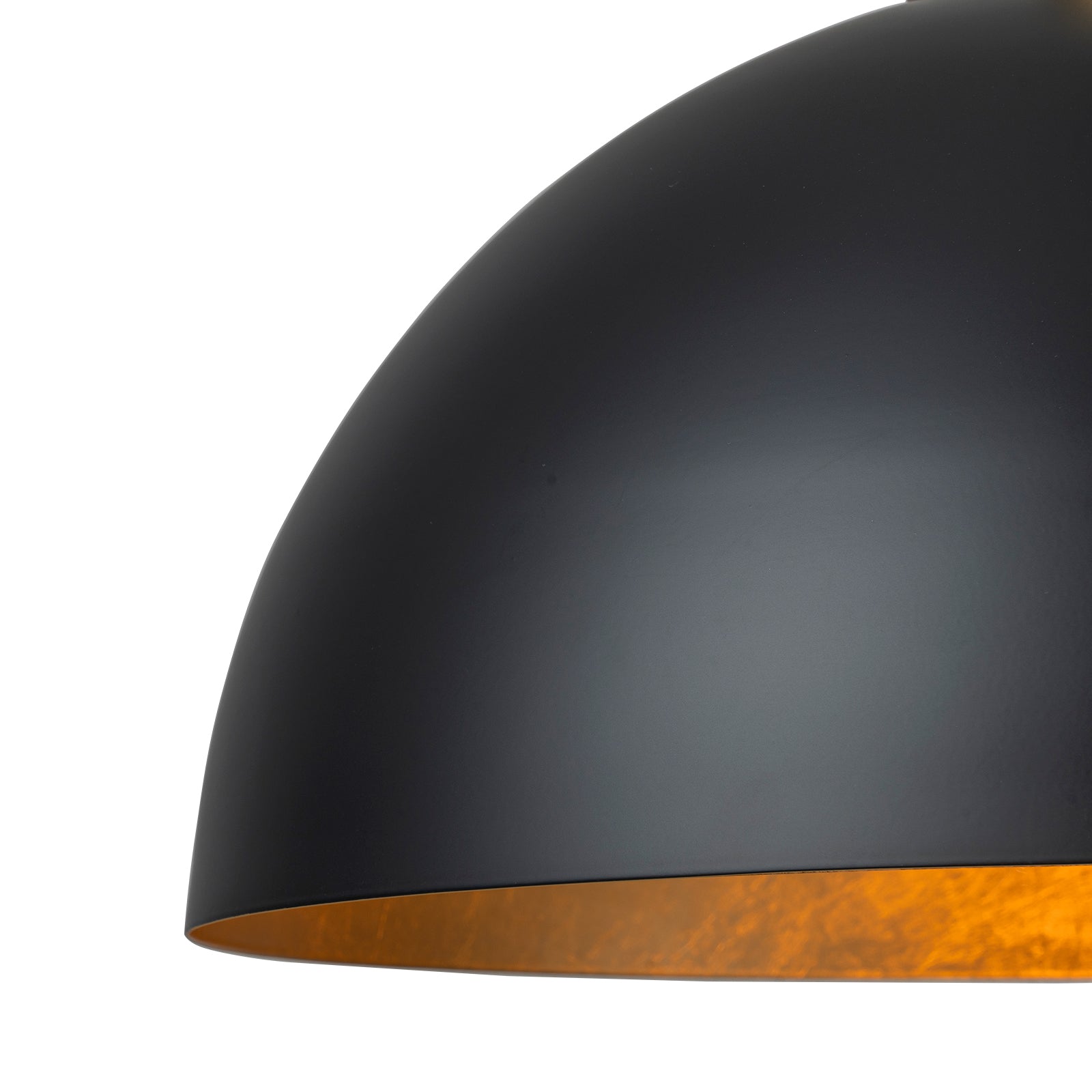 Glowlings 1-Light Modern 15"Wide Black and Gold Dome Pendant Light Island Light