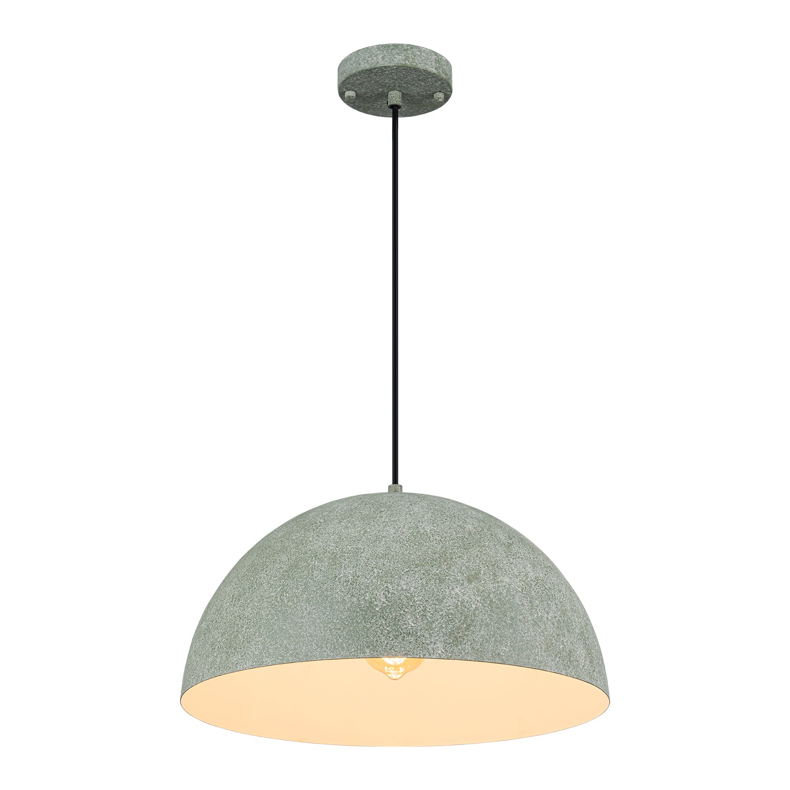 Glowlings 1-Light Modern Textured Green Dome Pendant Light Island Light