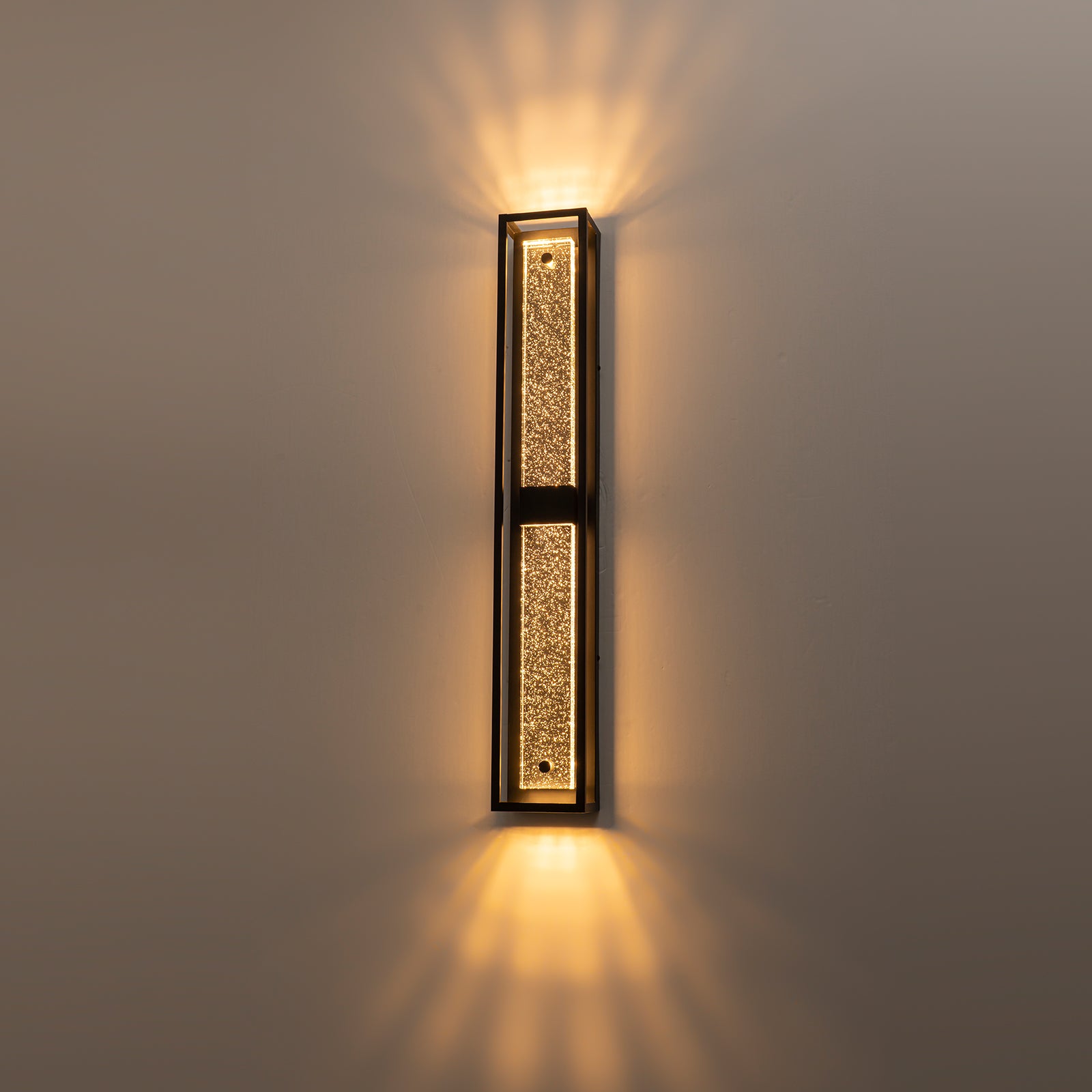 Glowlings 1-Ligh 32"High Modern IP54 Linear LED Outdoor Wall Sconce Porch Light with Clear Bubble Crystal