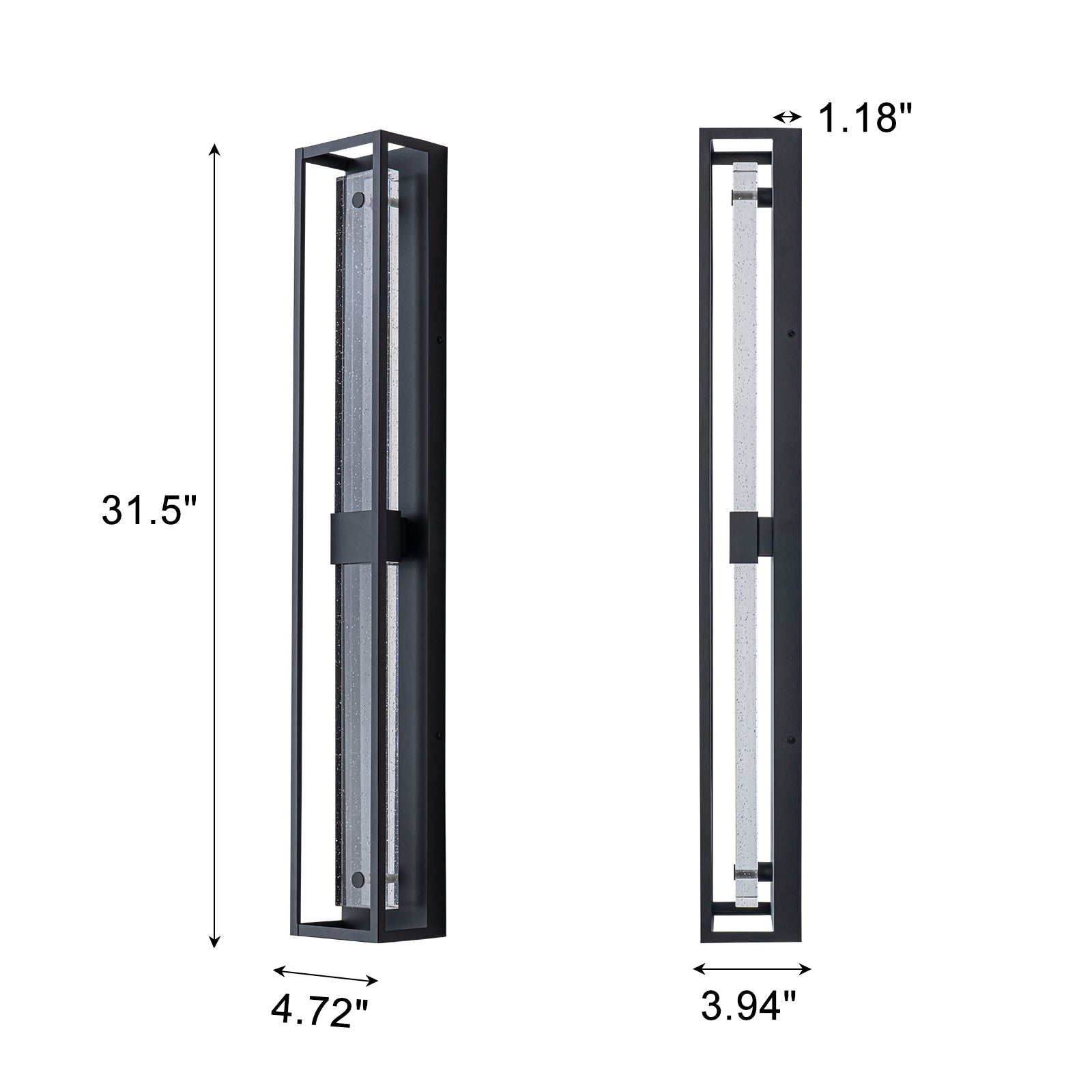 Glowlings 1-Ligh 32"High Modern IP54 Linear LED Outdoor Wall Sconce Porch Light with Clear Bubble Crystal