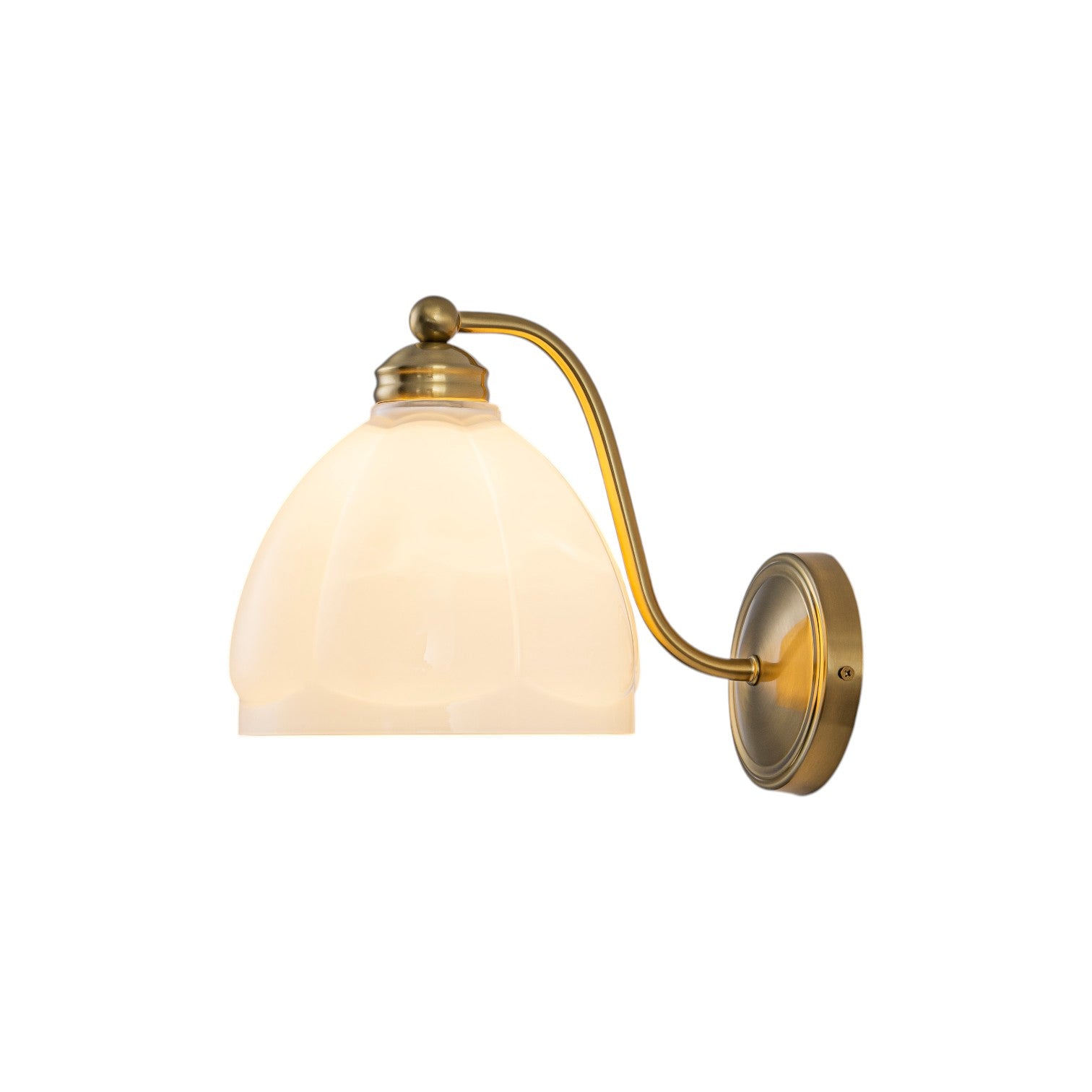 Glowlings 1-Light Modern Antique Brass Vanity Light Scalloped Frosted Glass Shade Wall Sconce