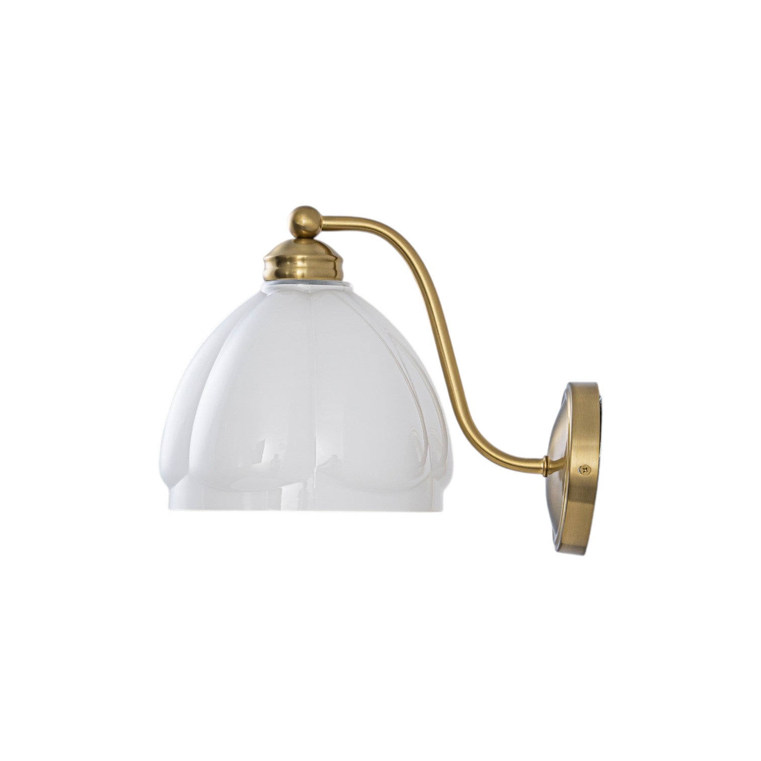 Glowlings 1-Light Modern Antique Brass Vanity Light Scalloped Frosted Glass Shade Wall Sconce