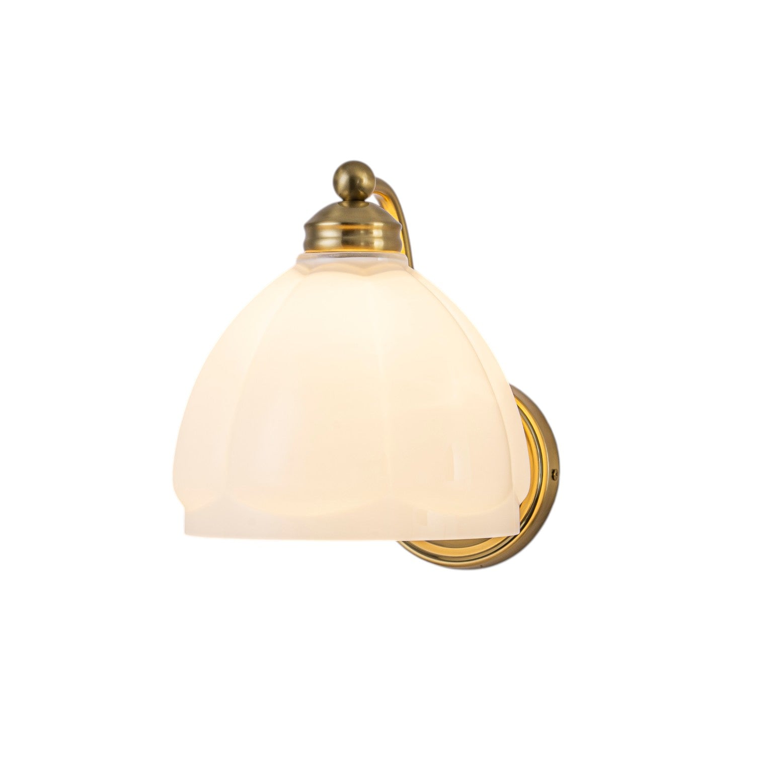 Glowlings 1-Light Modern Antique Brass Vanity Light Scalloped Frosted Glass Shade Wall Sconce