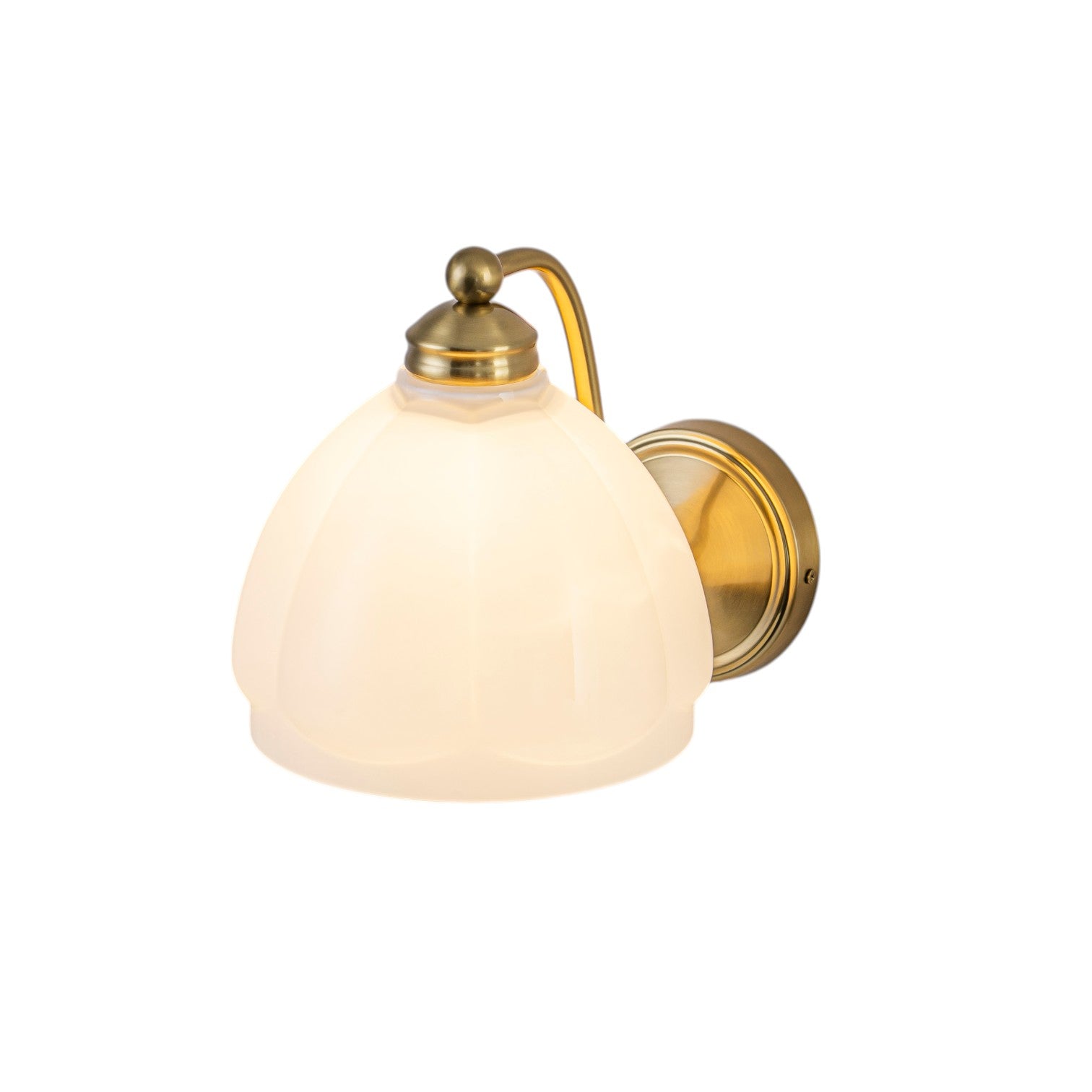 Glowlings 1-Light Modern Antique Brass Vanity Light Scalloped Frosted Glass Shade Wall Sconce