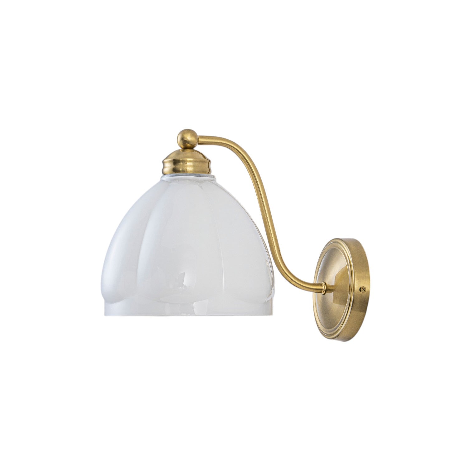 Glowlings 1-Light Modern Antique Brass Vanity Light Scalloped Frosted Glass Shade Wall Sconce