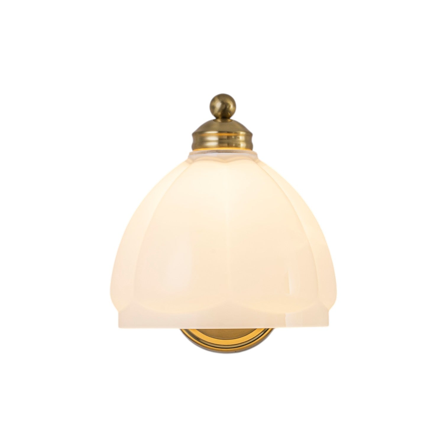 Glowlings 1-Light Modern Antique Brass Vanity Light Scalloped Frosted Glass Shade Wall Sconce