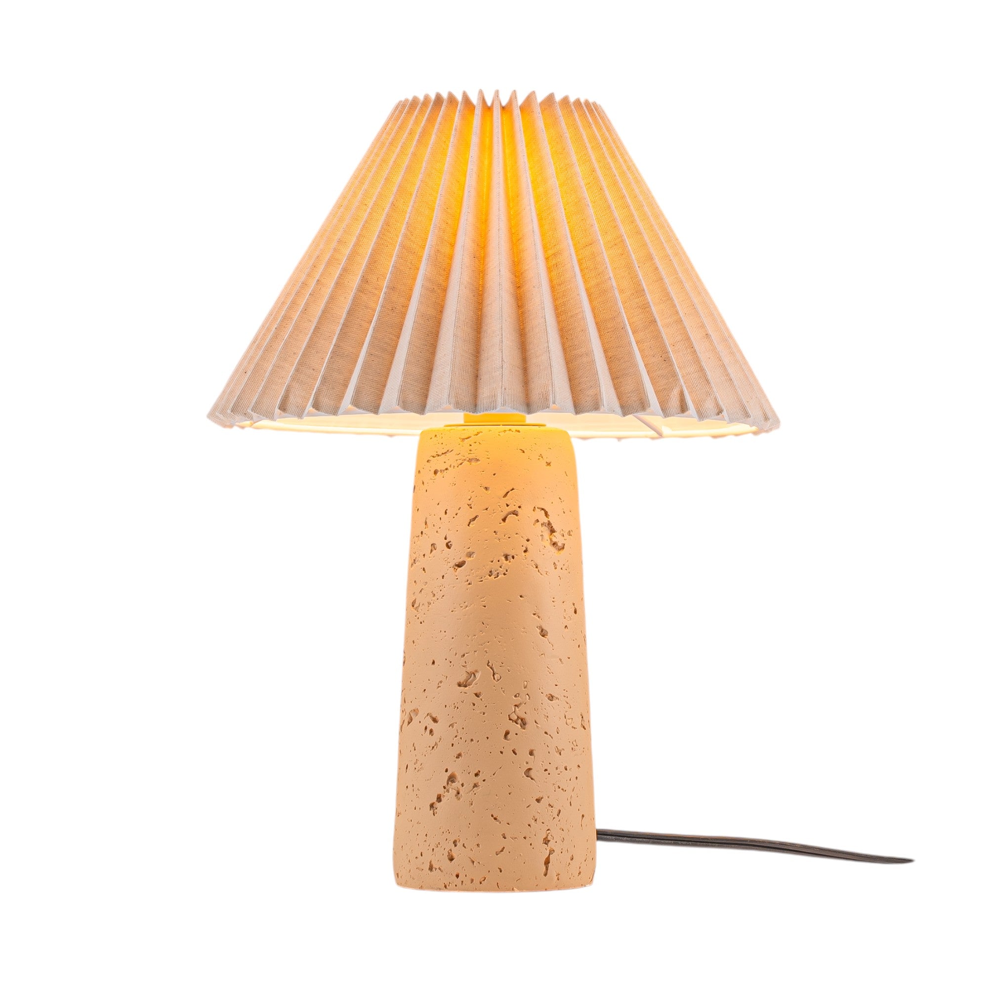 Glowlings 1-Light Modern Beige Natural Stone Fabric Side Table Lamp