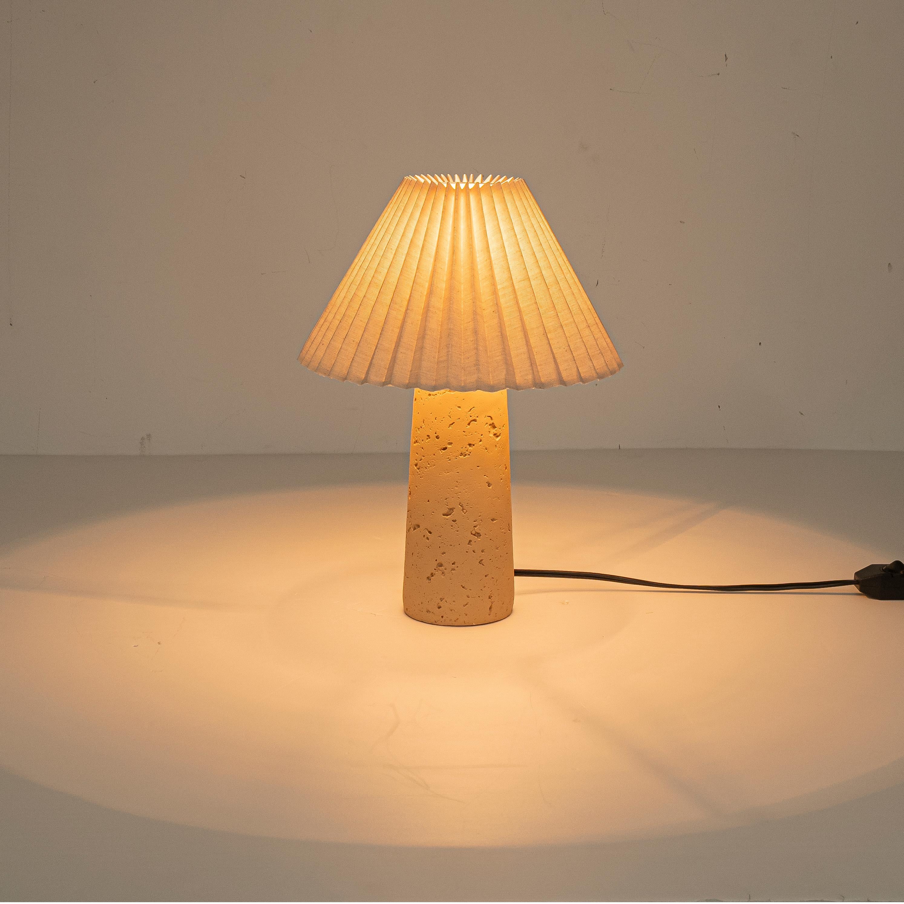 Glowlings 1-Light Modern Beige Natural Stone Fabric Side Table Lamp