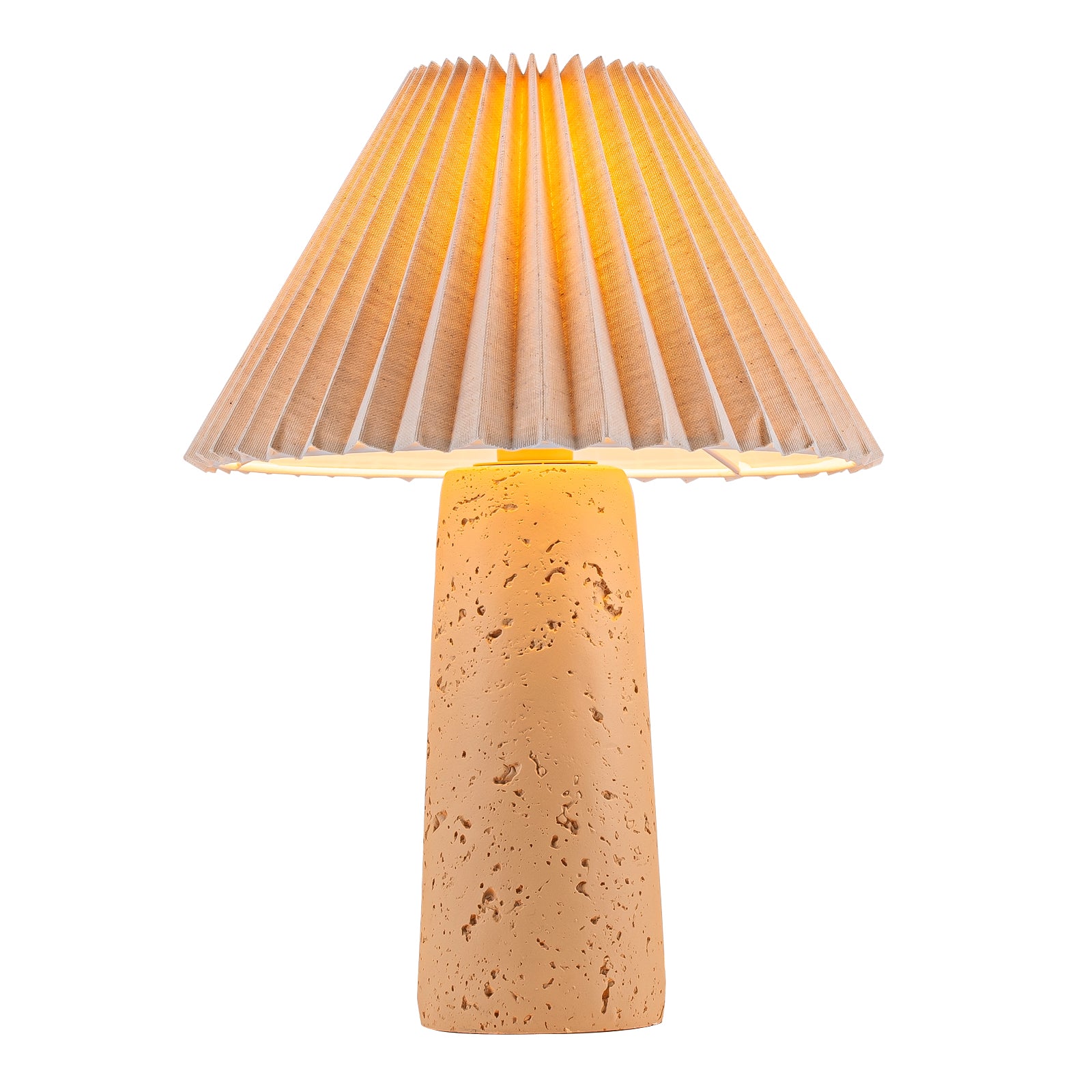 Glowlings 1-Light Modern Beige Natural Stone Fabric Side Table Lamp