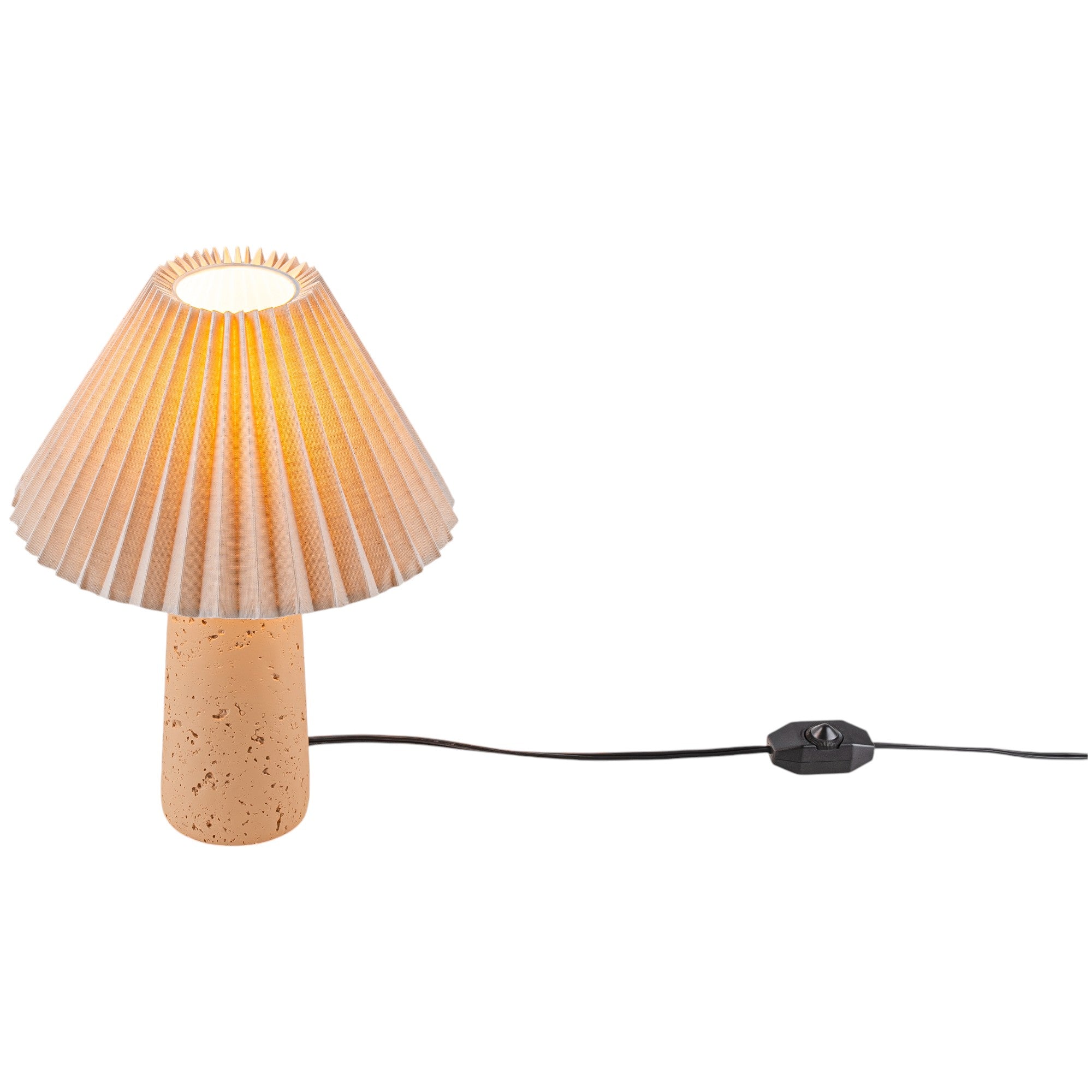 Glowlings 1-Light Modern Beige Natural Stone Fabric Side Table Lamp