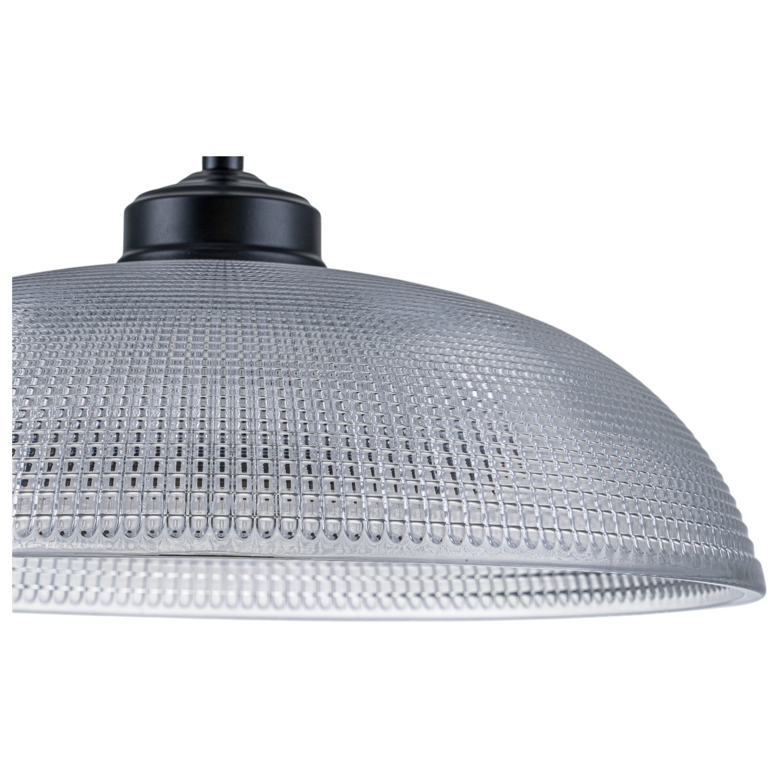 Glowlings 1-Light Modern Black Clear Textured Grid Glass Dome Pendant Light Island Light