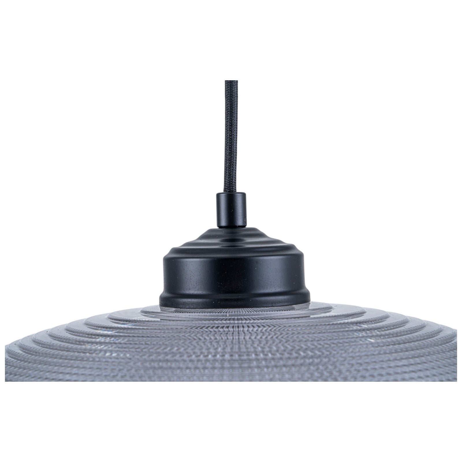Glowlings 1-Light Modern Black Clear Textured Grid Glass Dome Pendant Light Island Light