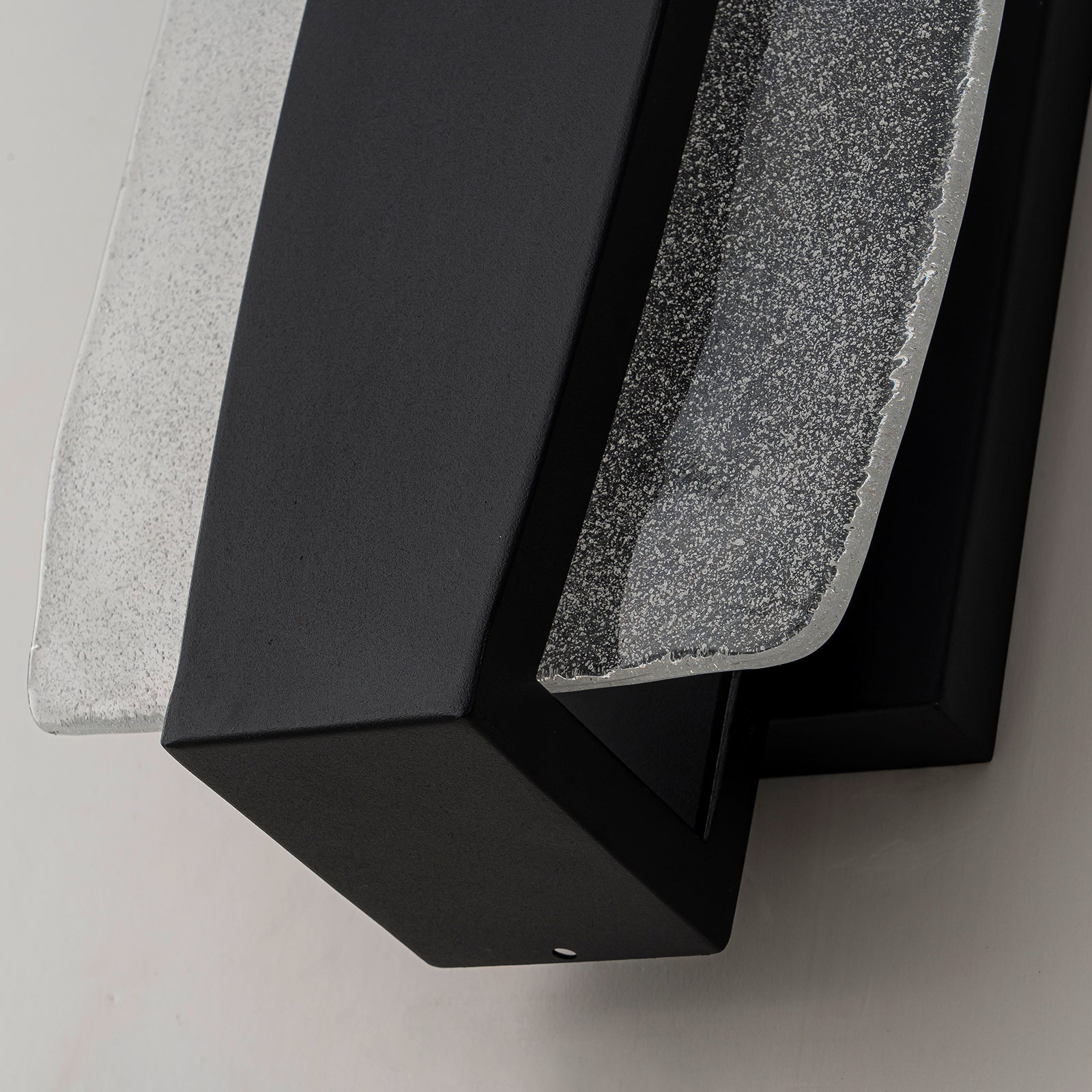 Glowlings 1-Light Modern 15"High Black Handmade Seed Glass Integrated LED Outdoor Wall Sconce