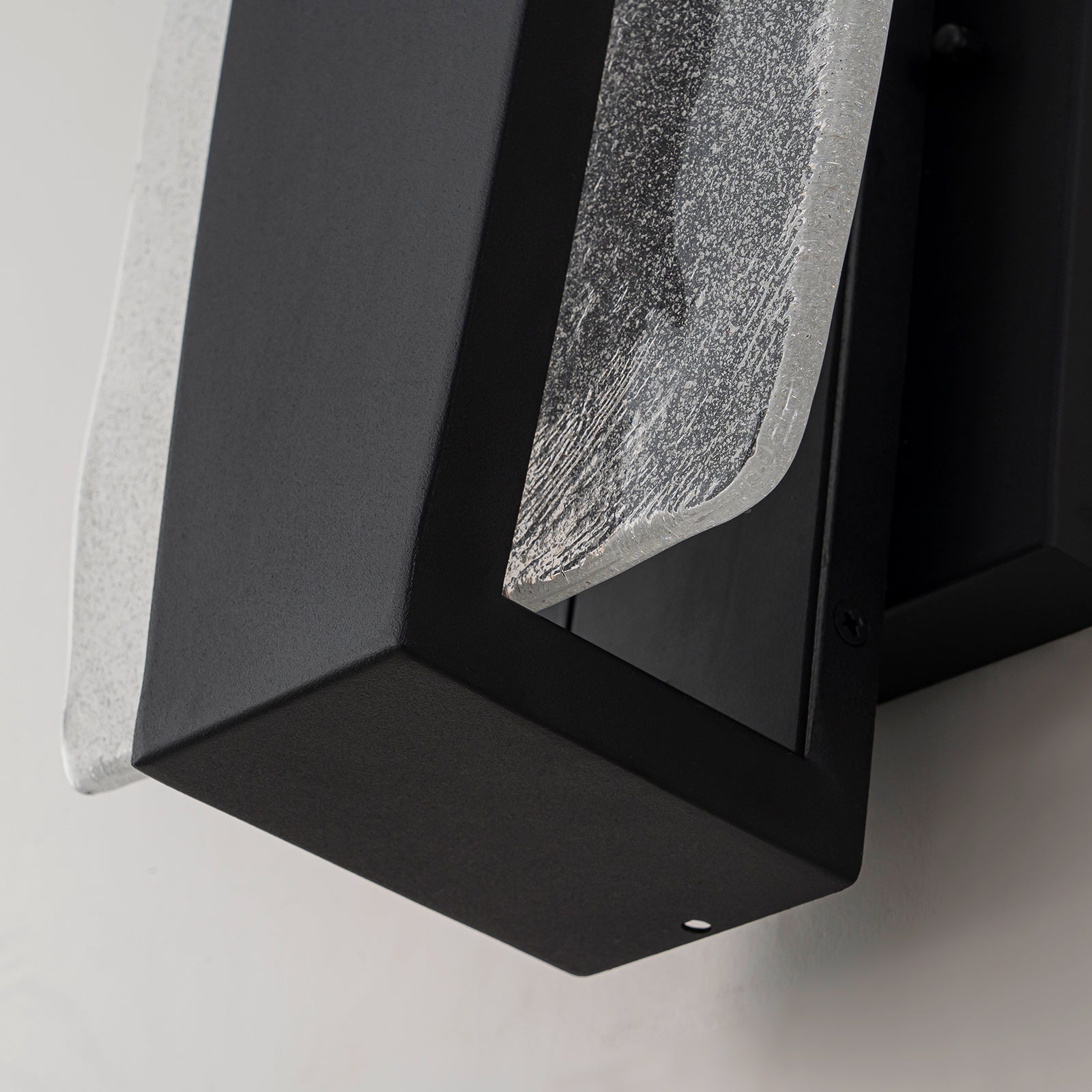 Glowlings 1-Light Modern 15"High Black Handmade Seed Glass Integrated LED Outdoor Wall Sconce