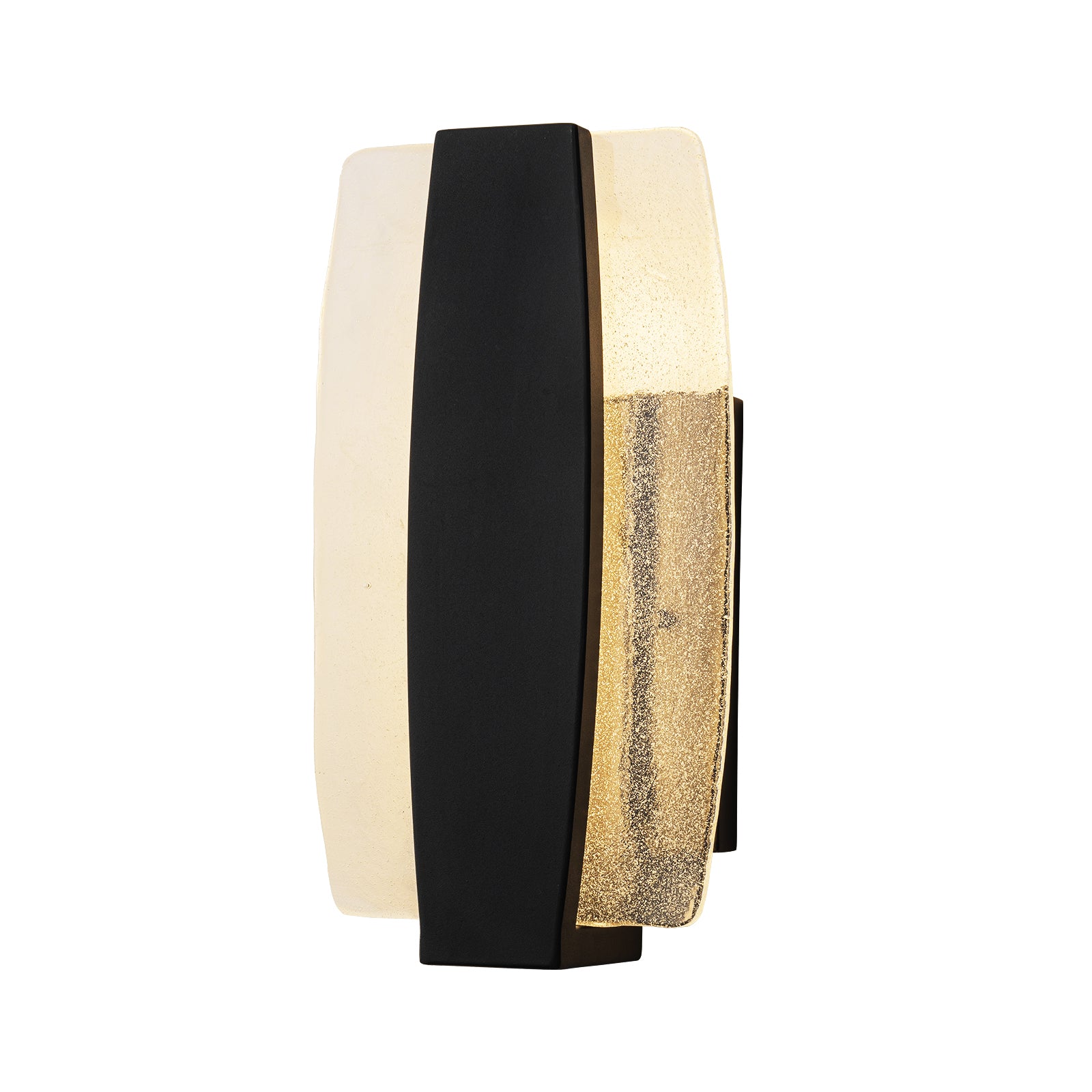 Glowlings 1-Light Modern 15"High Black Handmade Seed Glass Integrated LED Outdoor Wall Sconce