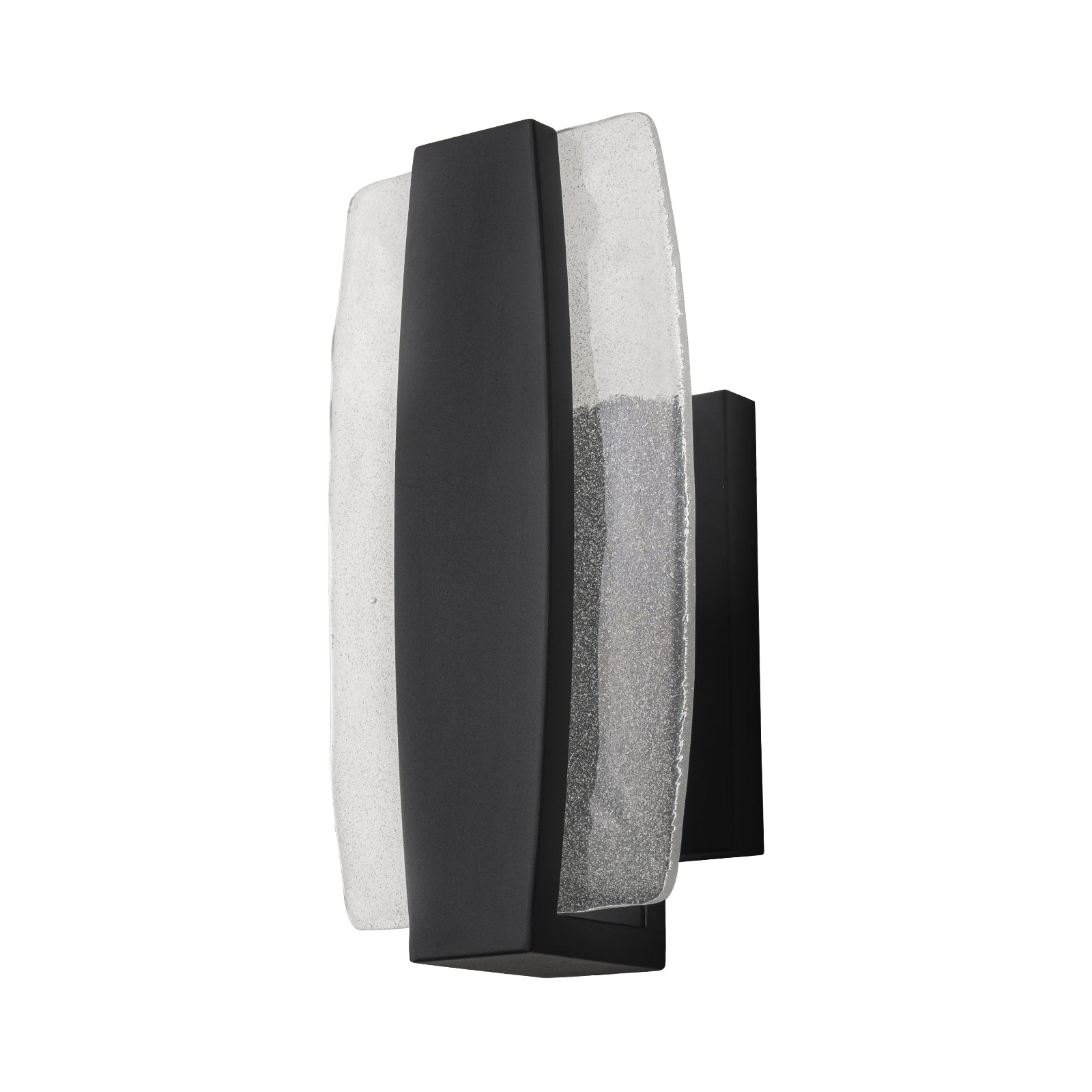 Glowlings 1-Light Modern 15"High Black Handmade Seed Glass Integrated LED Outdoor Wall Sconce