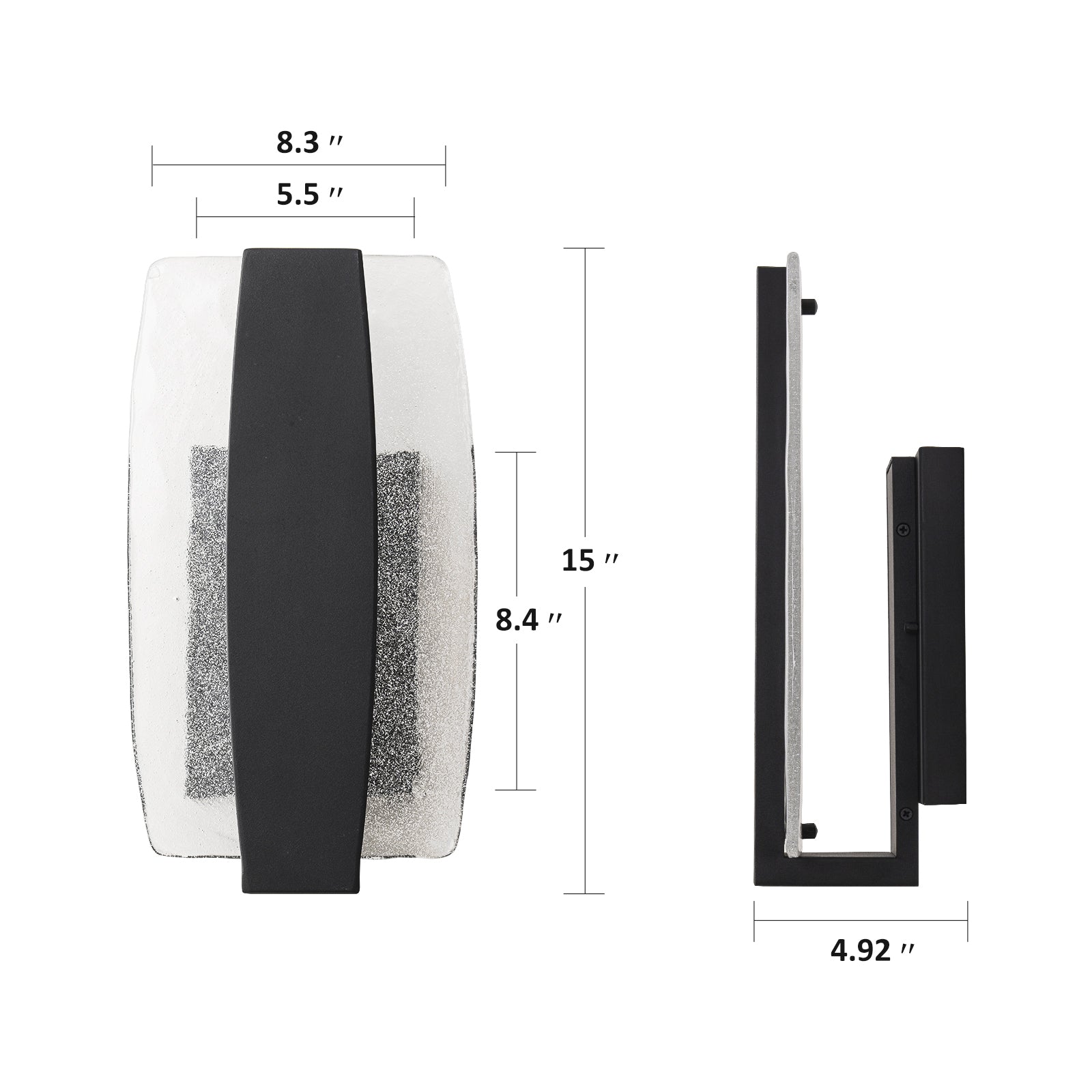 Glowlings 1-Light Modern 15"High Black Handmade Seed Glass Integrated LED Outdoor Wall Sconce