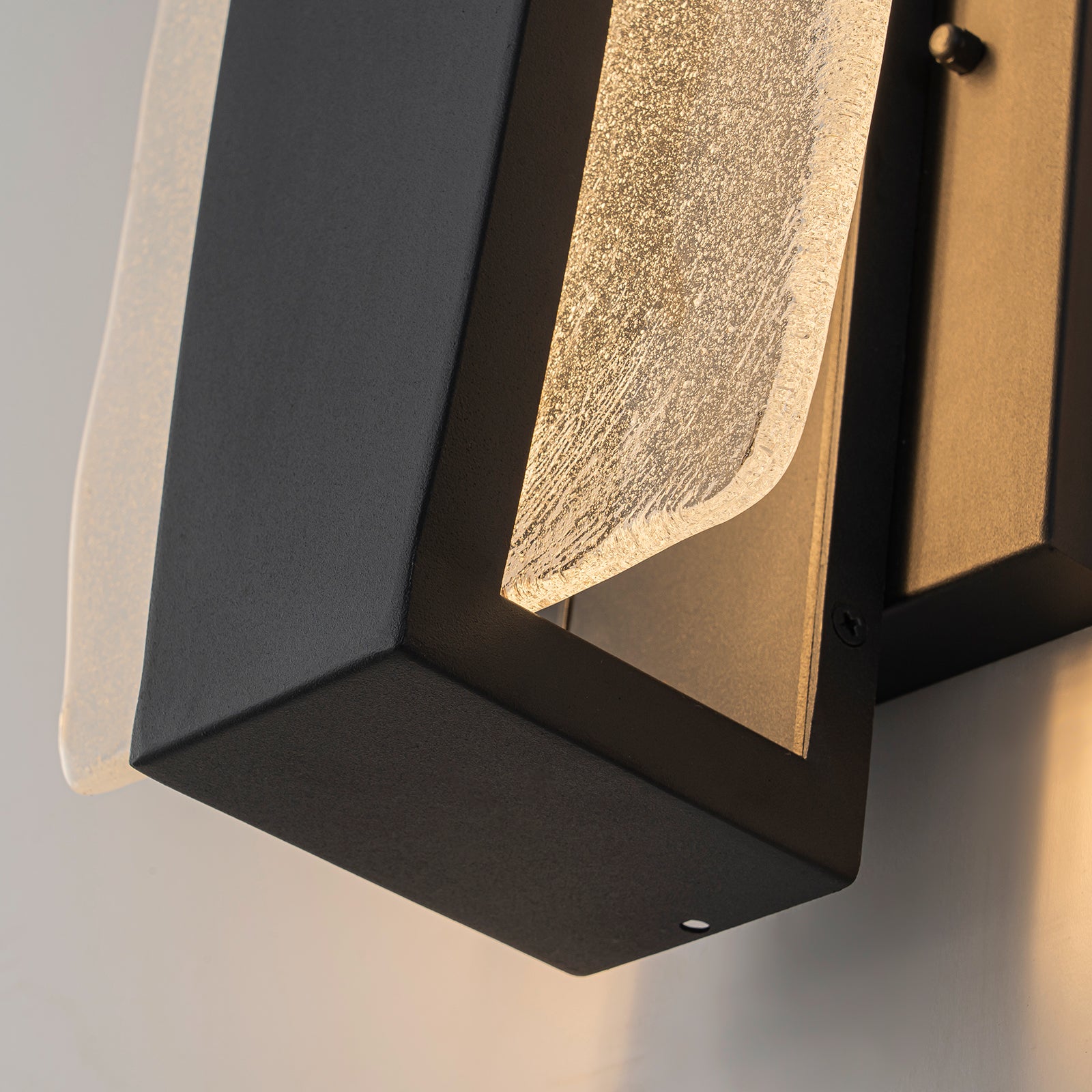 Glowlings 1-Light Modern 15"High Black Handmade Seed Glass Integrated LED Outdoor Wall Sconce