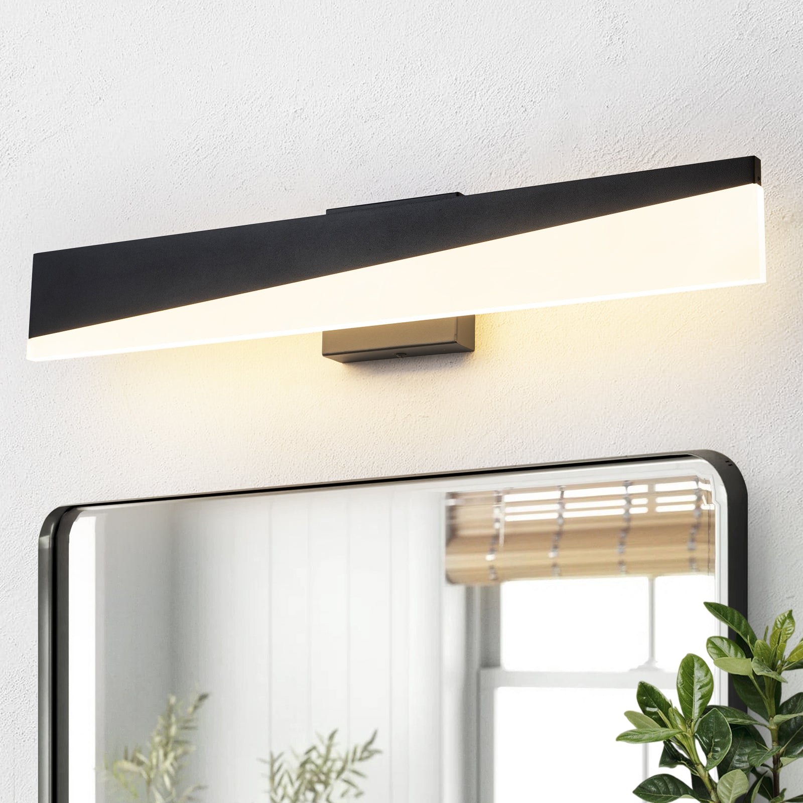 Glowlings 1-Light Modern 24"Wide Black Linear LED Wall Sconce Bath Vanity Light