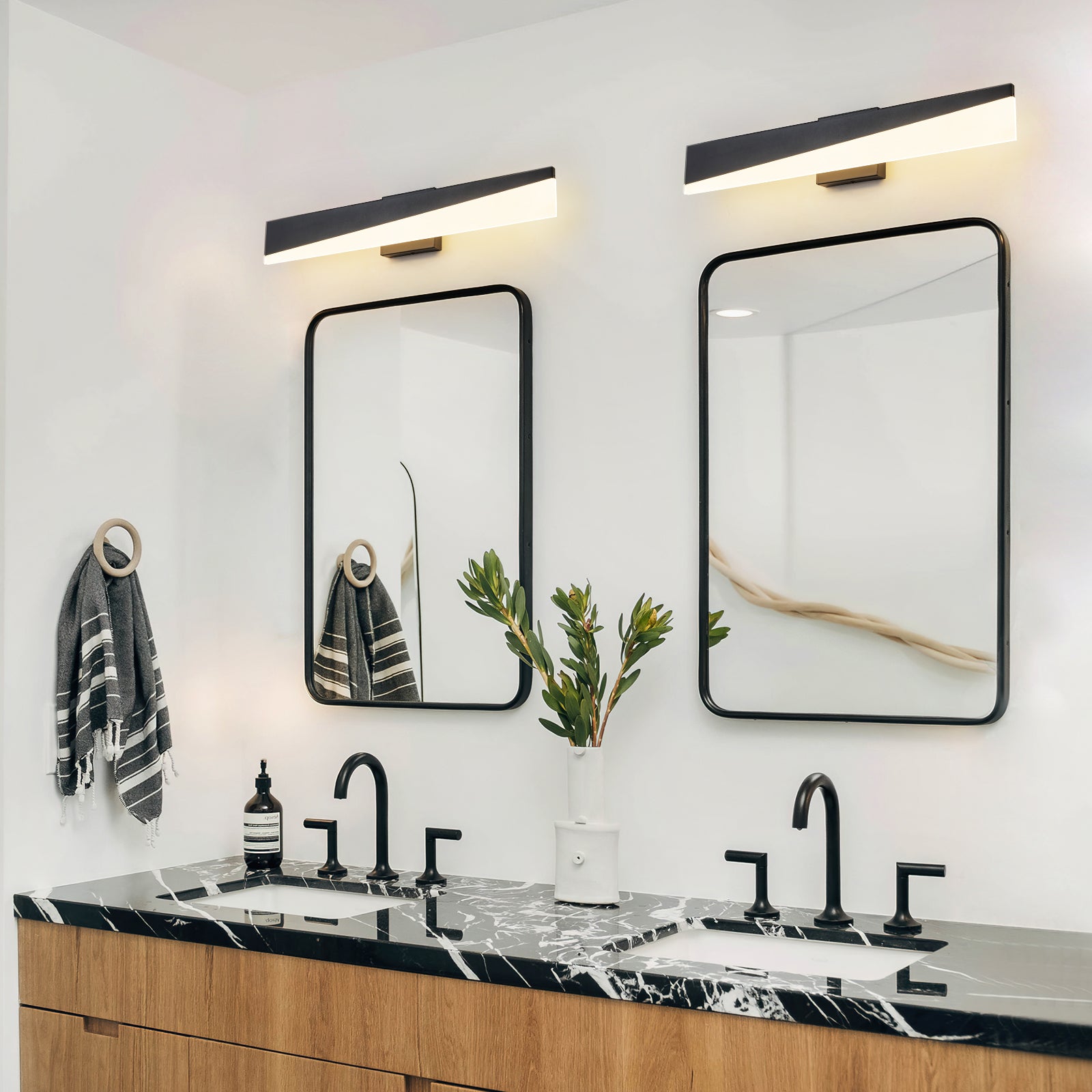 Glowlings 1-Light Modern 24"Wide Black Linear LED Wall Sconce Bath Vanity Light