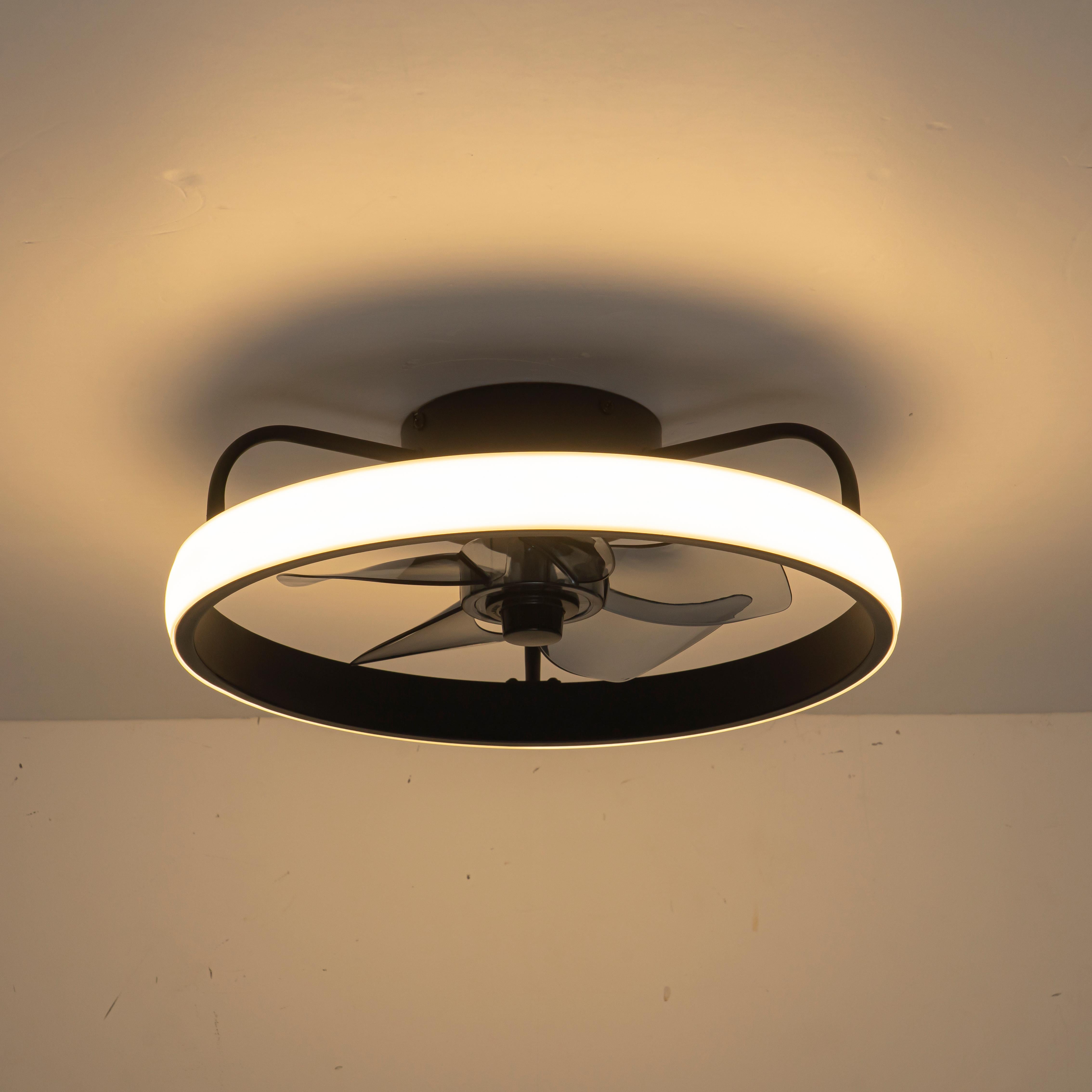 Glowlings 1-Light Modern Black Round LED Ceiling Fan with Light Remote Control