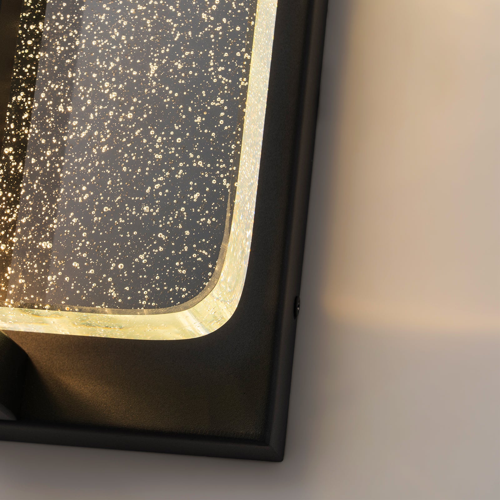 Glowlings 1-Light Modern 11"High IP54 Black Seeded Crystal Integrated LED Outdoor Wall Sconce