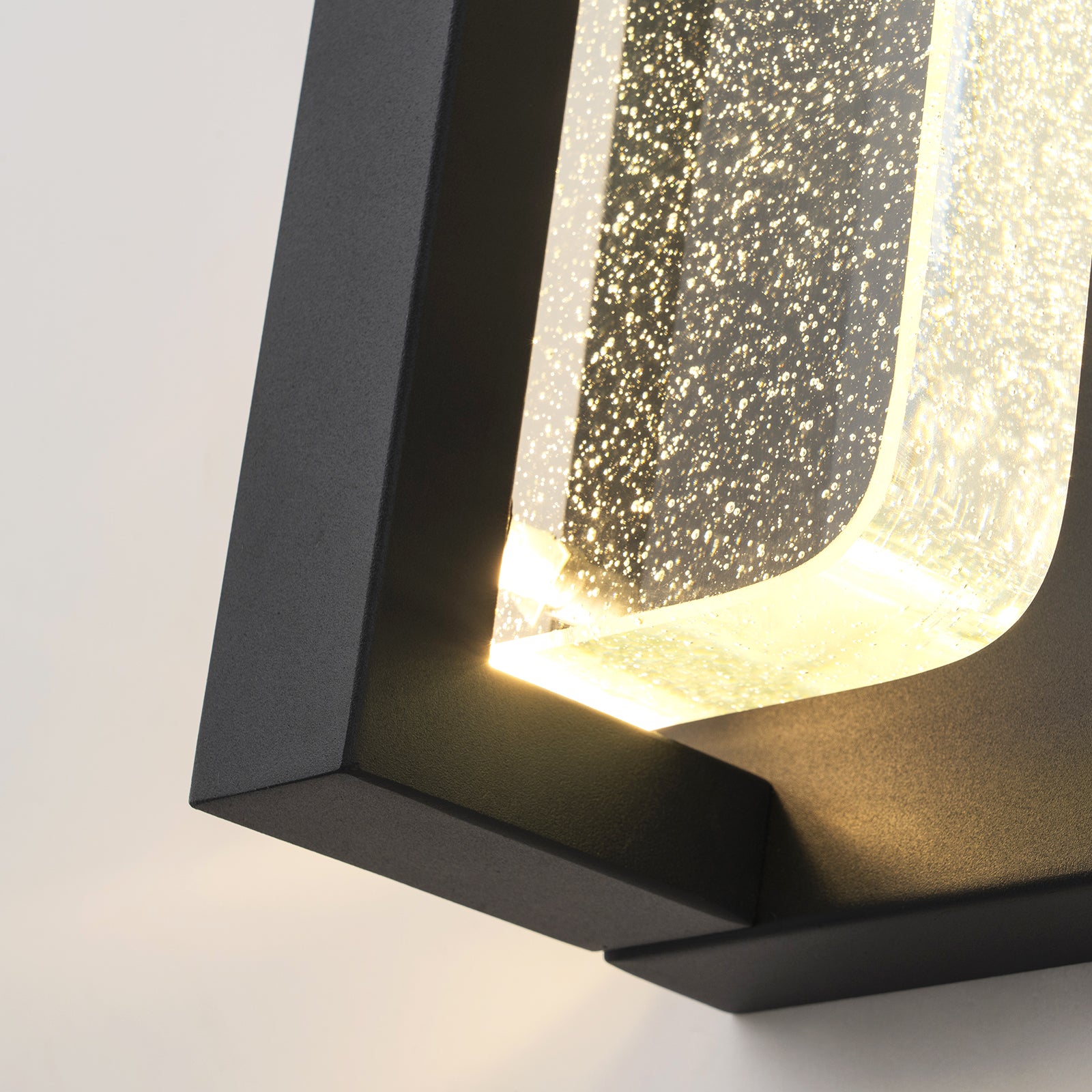 Glowlings 1-Light Modern 11"High IP54 Black Seeded Crystal Integrated LED Outdoor Wall Sconce