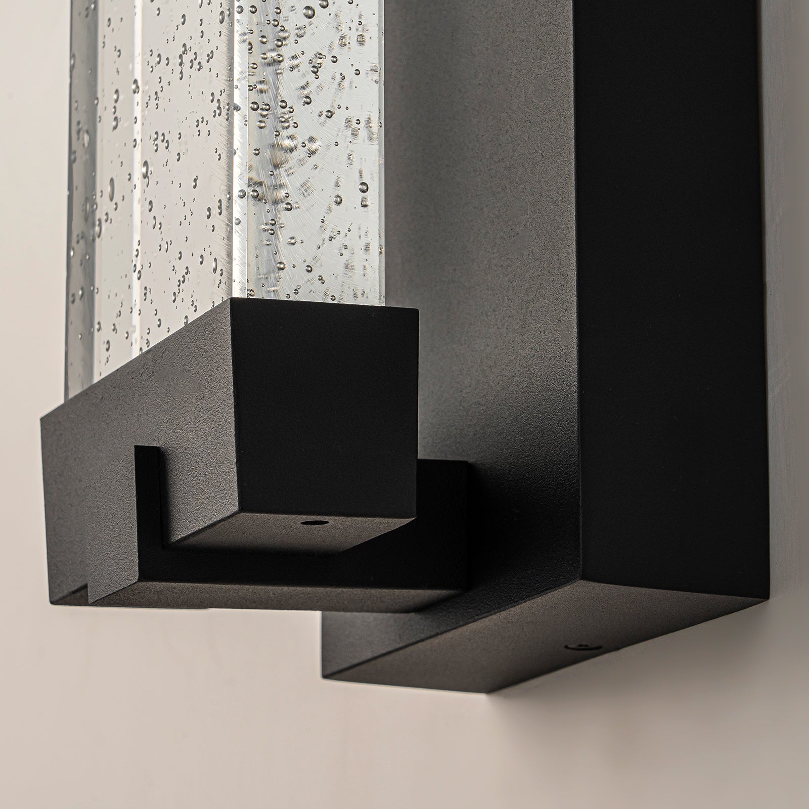 Glowlings 1-Light Modern 13"High IP54 Black Seeded Crystal Integrated LED Outdoor Wall Sconce