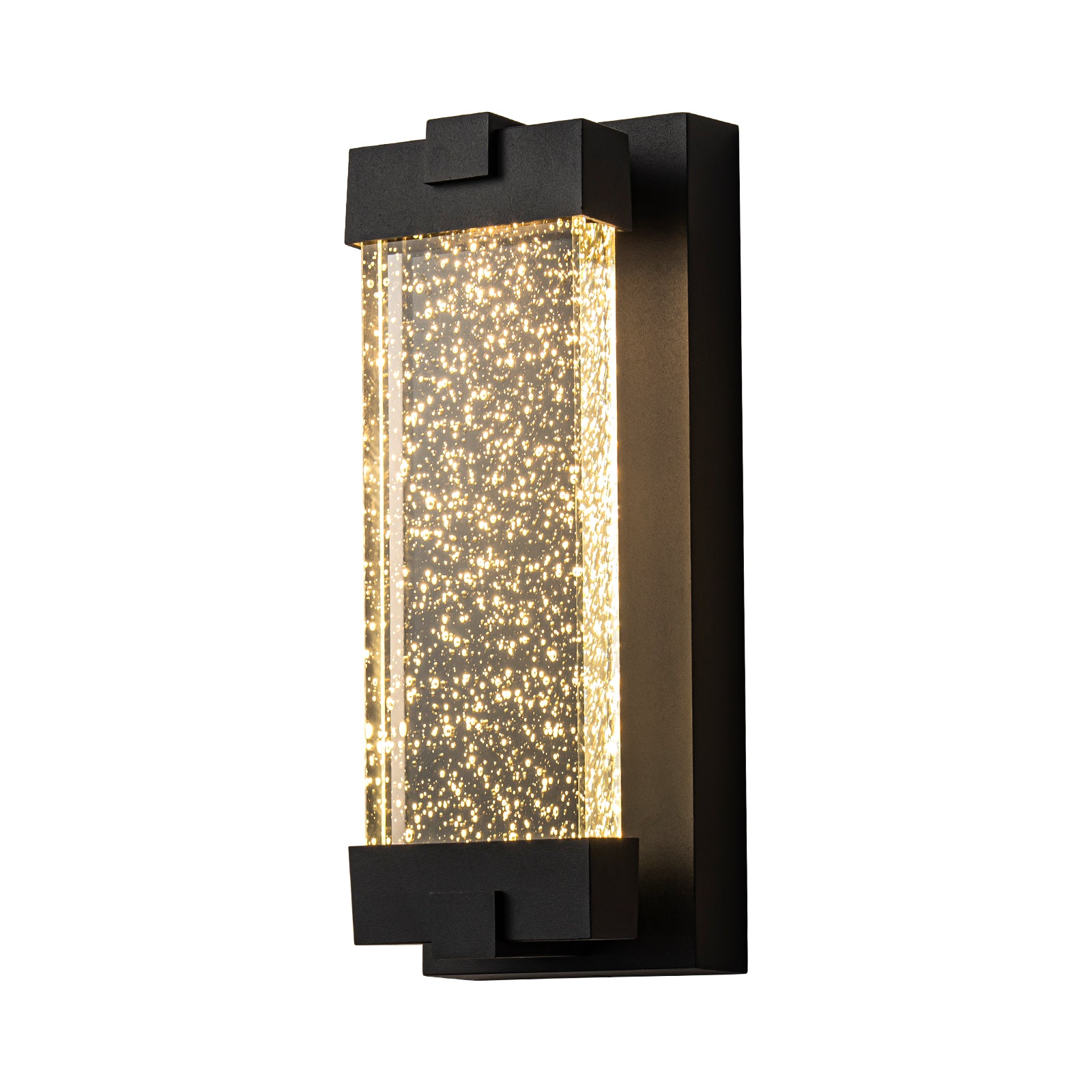 Glowlings 1-Light Modern 13"High IP54 Black Seeded Crystal Integrated LED Outdoor Wall Sconce