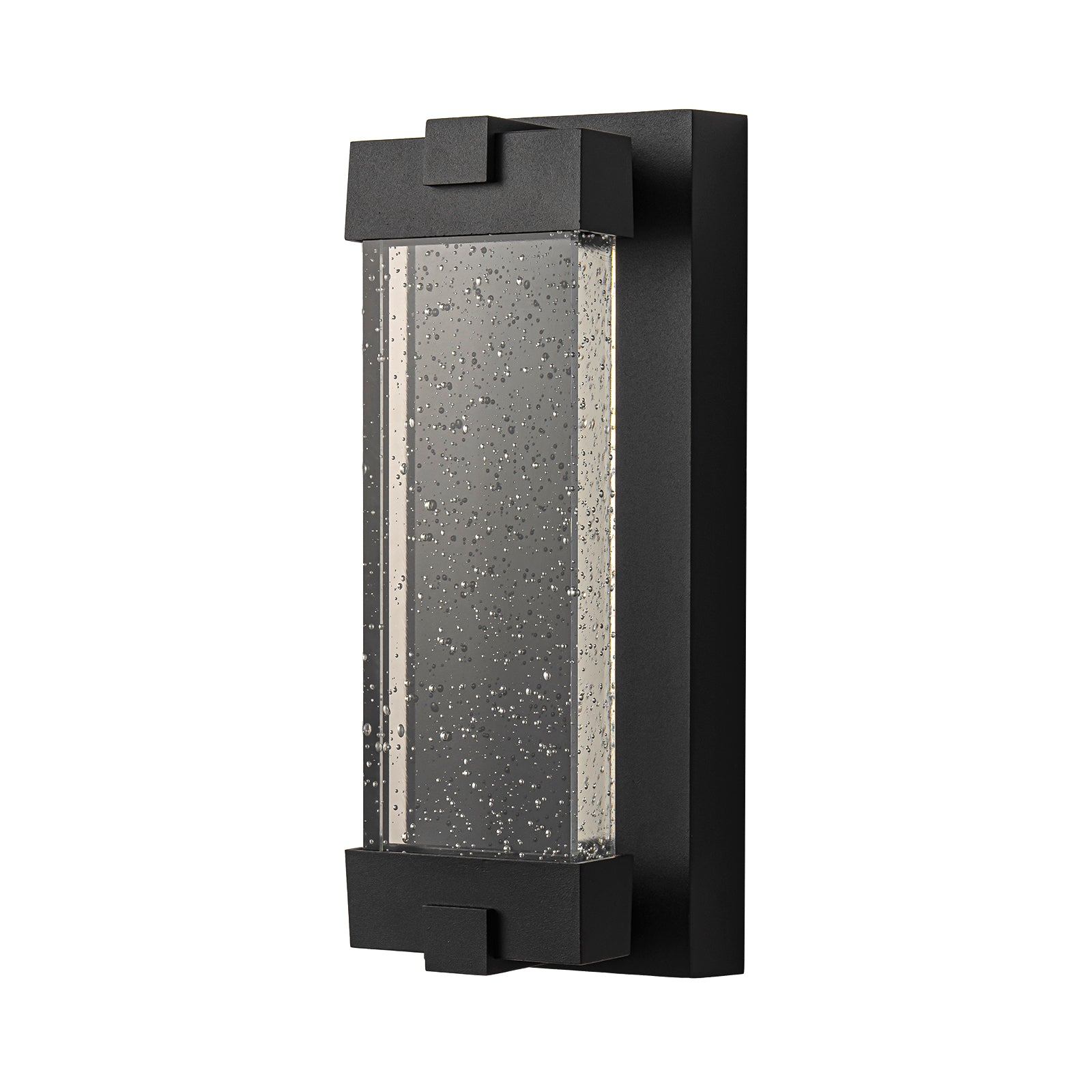 Glowlings 1-Light Modern 13"High IP54 Black Seeded Crystal Integrated LED Outdoor Wall Sconce