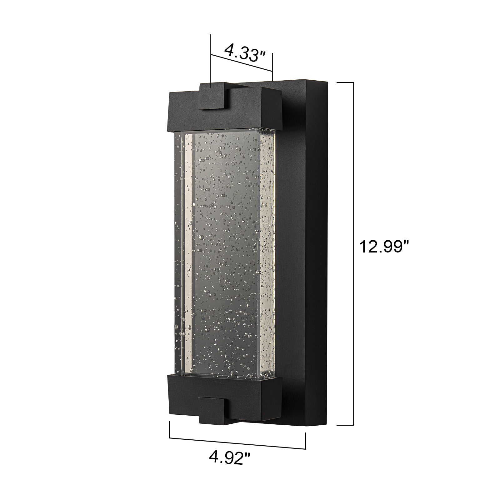 Glowlings 1-Light Modern 13"High IP54 Black Seeded Crystal Integrated LED Outdoor Wall Sconce