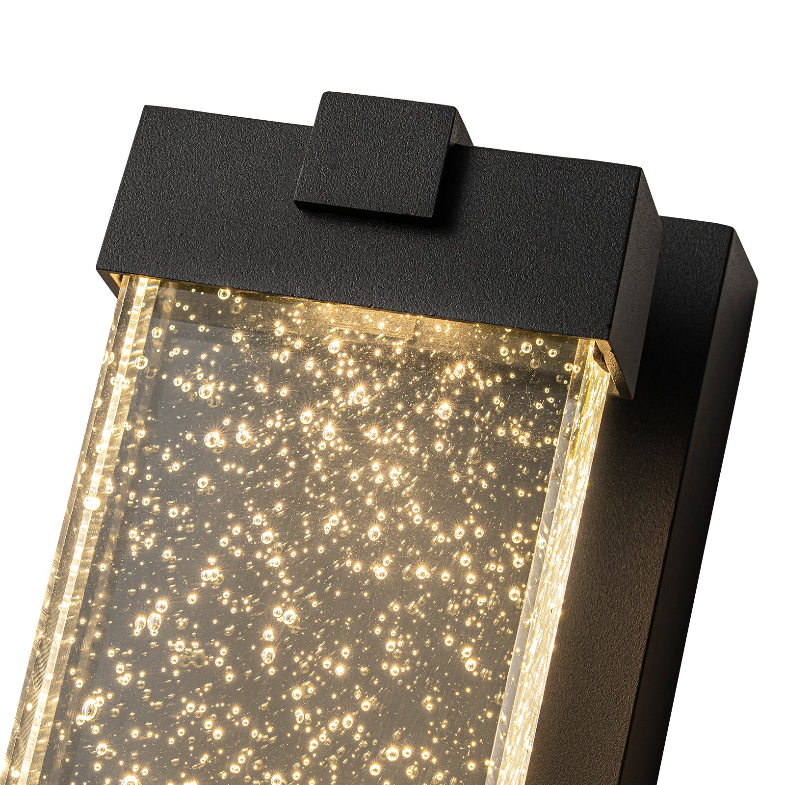 Glowlings 1-Light Modern 13"High IP54 Black Seeded Crystal Integrated LED Outdoor Wall Sconce
