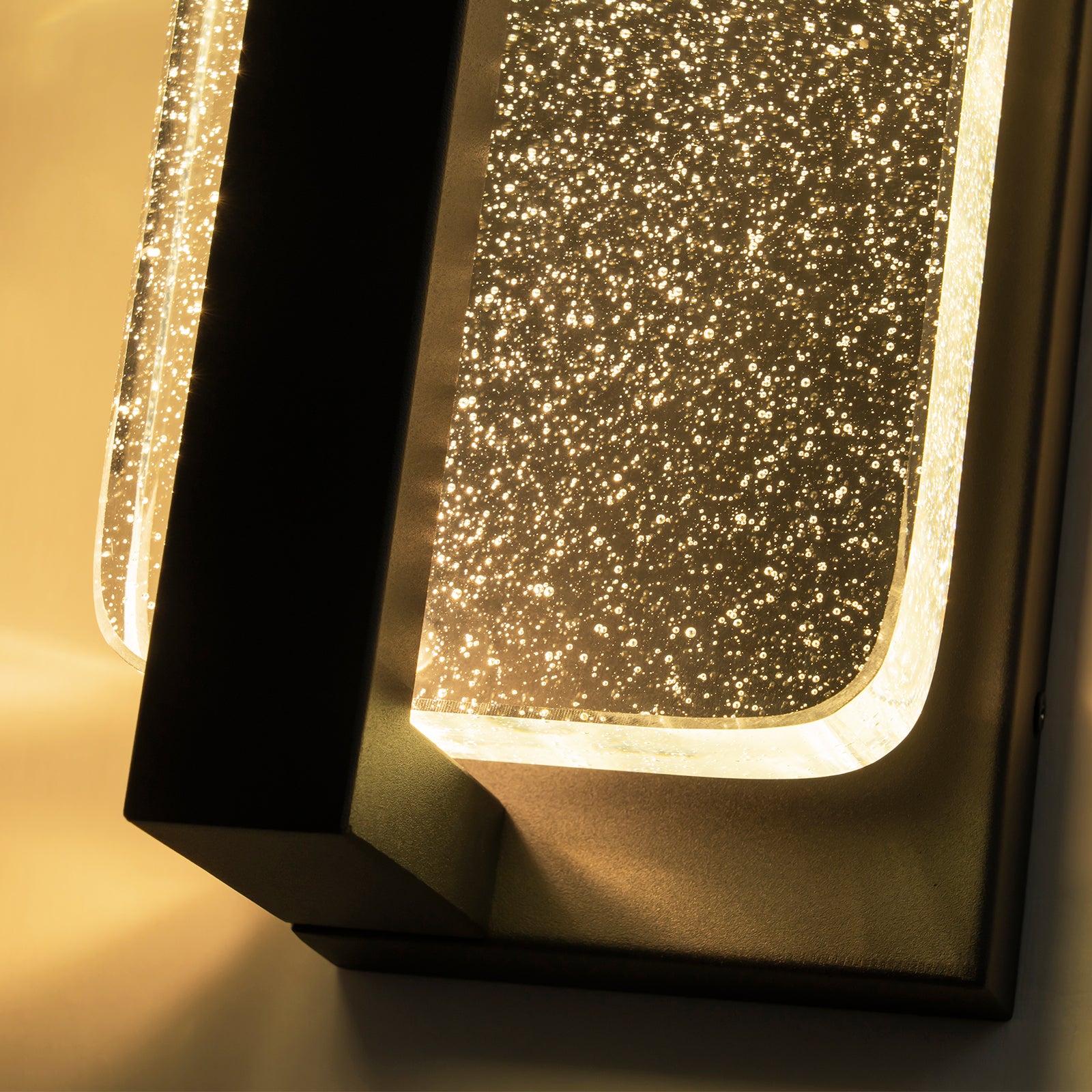 Glowlings 1-Light Modern 11"High IP54 Black Seeded Crystal Integrated LED Outdoor Wall Sconce