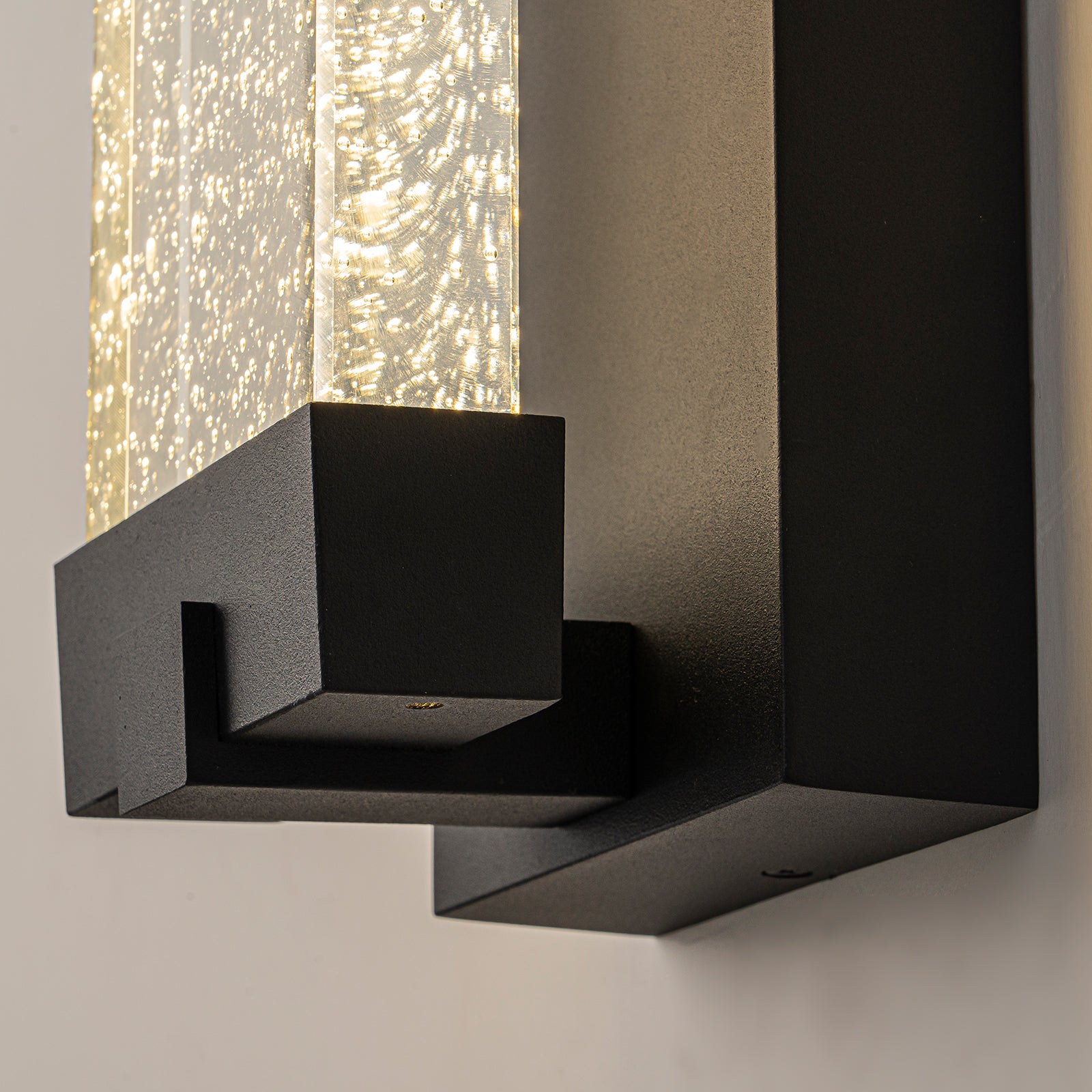 Glowlings 1-Light Modern 13"High IP54 Black Seeded Crystal Integrated LED Outdoor Wall Sconce