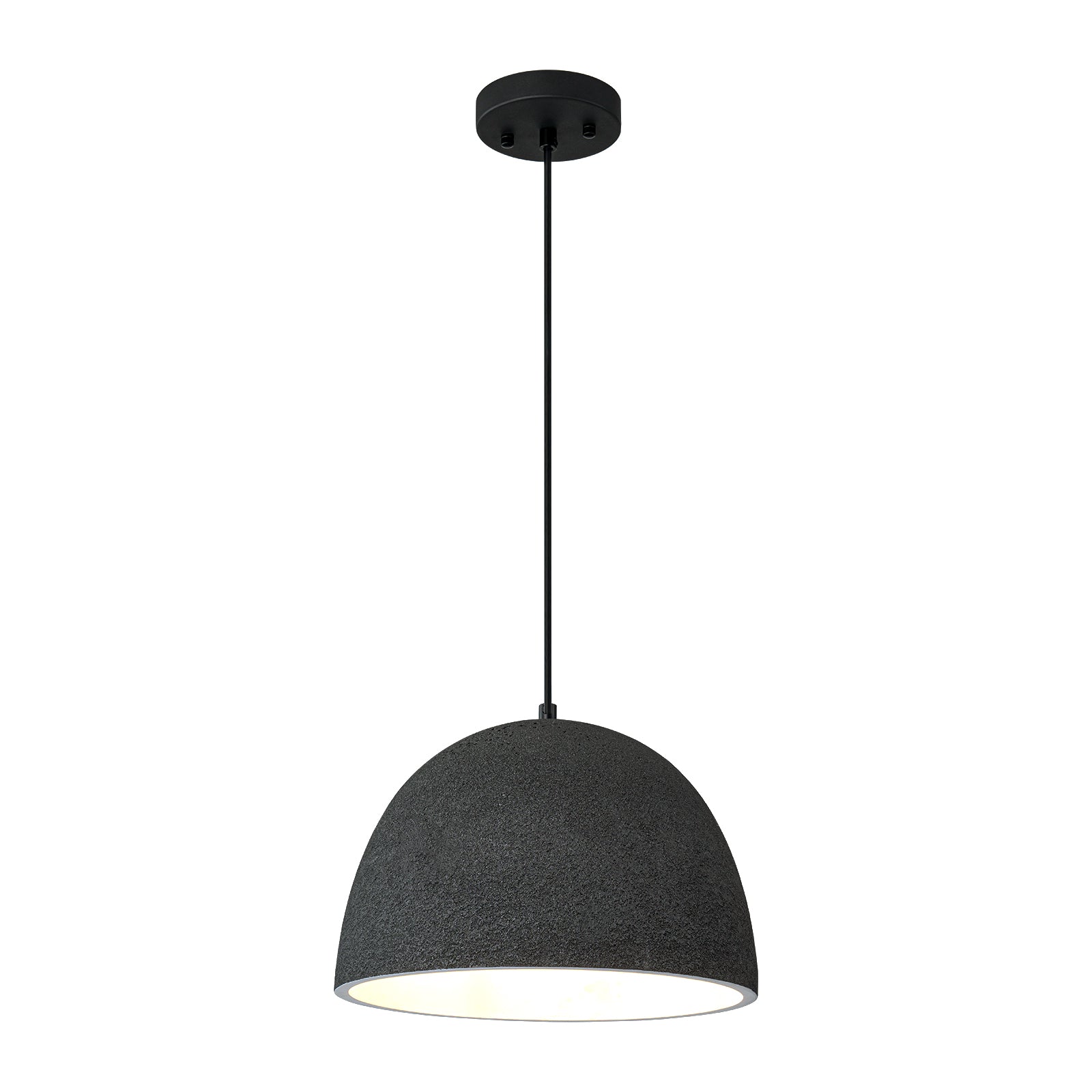 Glowlings 1-Light Modern 12"Wide Black Texture Dome Pendant Light Island Light