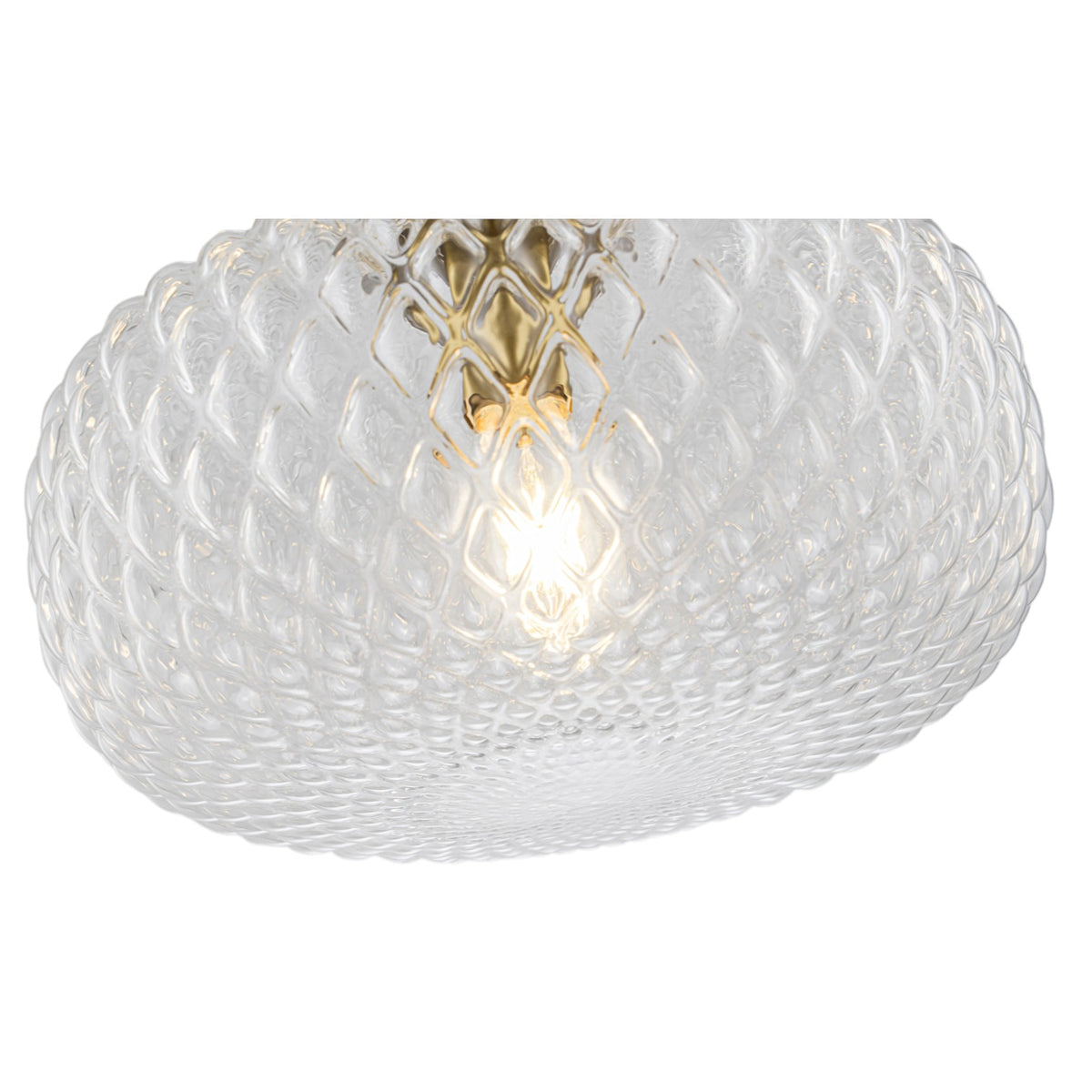Glowlings 1-Light Modern Brass Clear Textured Glass Pendant Light, Mid-Century Hanging Ceiling Light Fixture