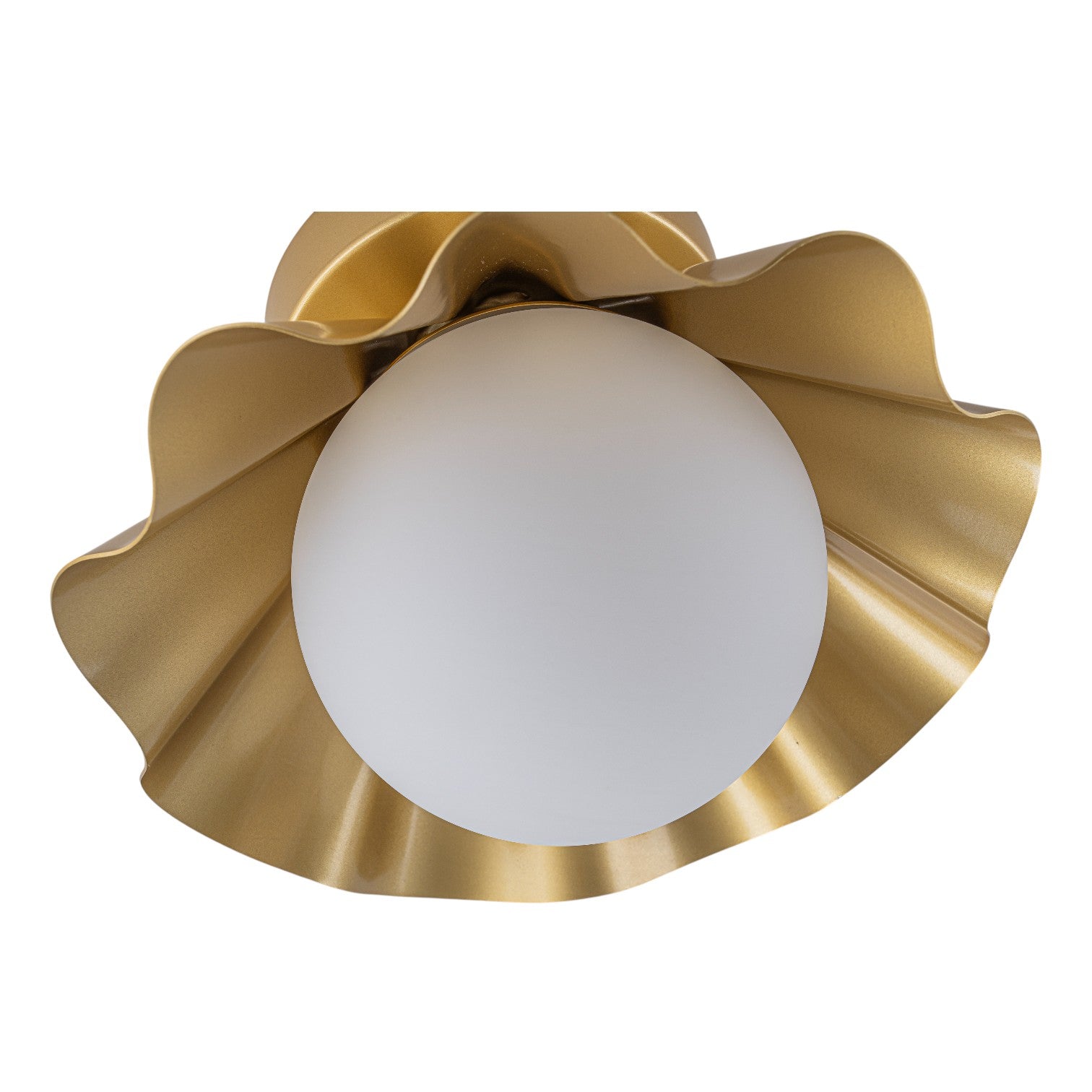 Glowlings 1-Light Modern Brass Flower Shape Opal Globe Glass Flush Mount Ceiling Light