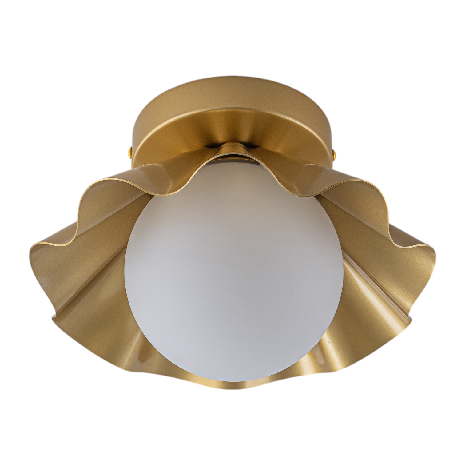 Glowlings 1-Light Modern Brass Flower Shape Opal Globe Glass Flush Mount Ceiling Light