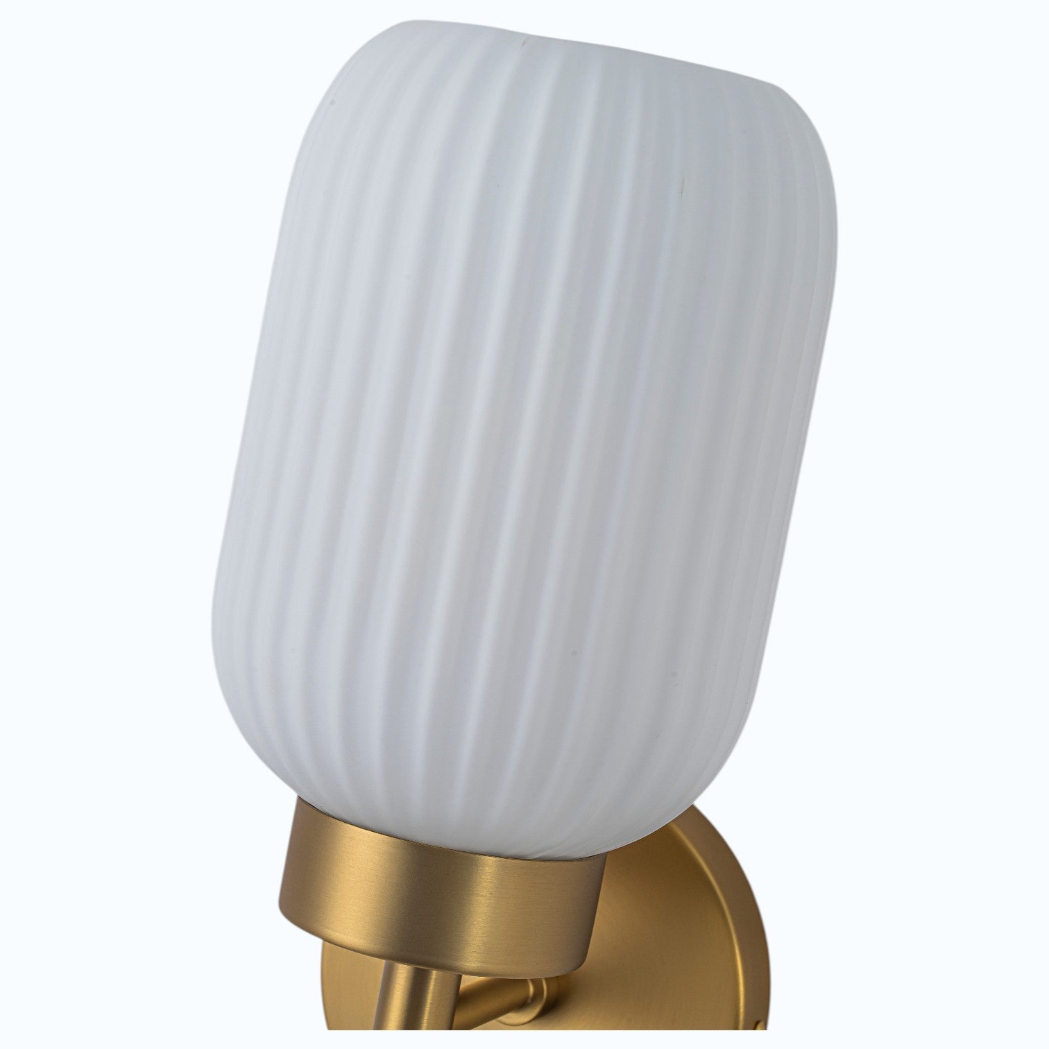 Glowlings 1-Light Modern Brass Ribbed Glass Wall Sconce Bathroom Vanity Light