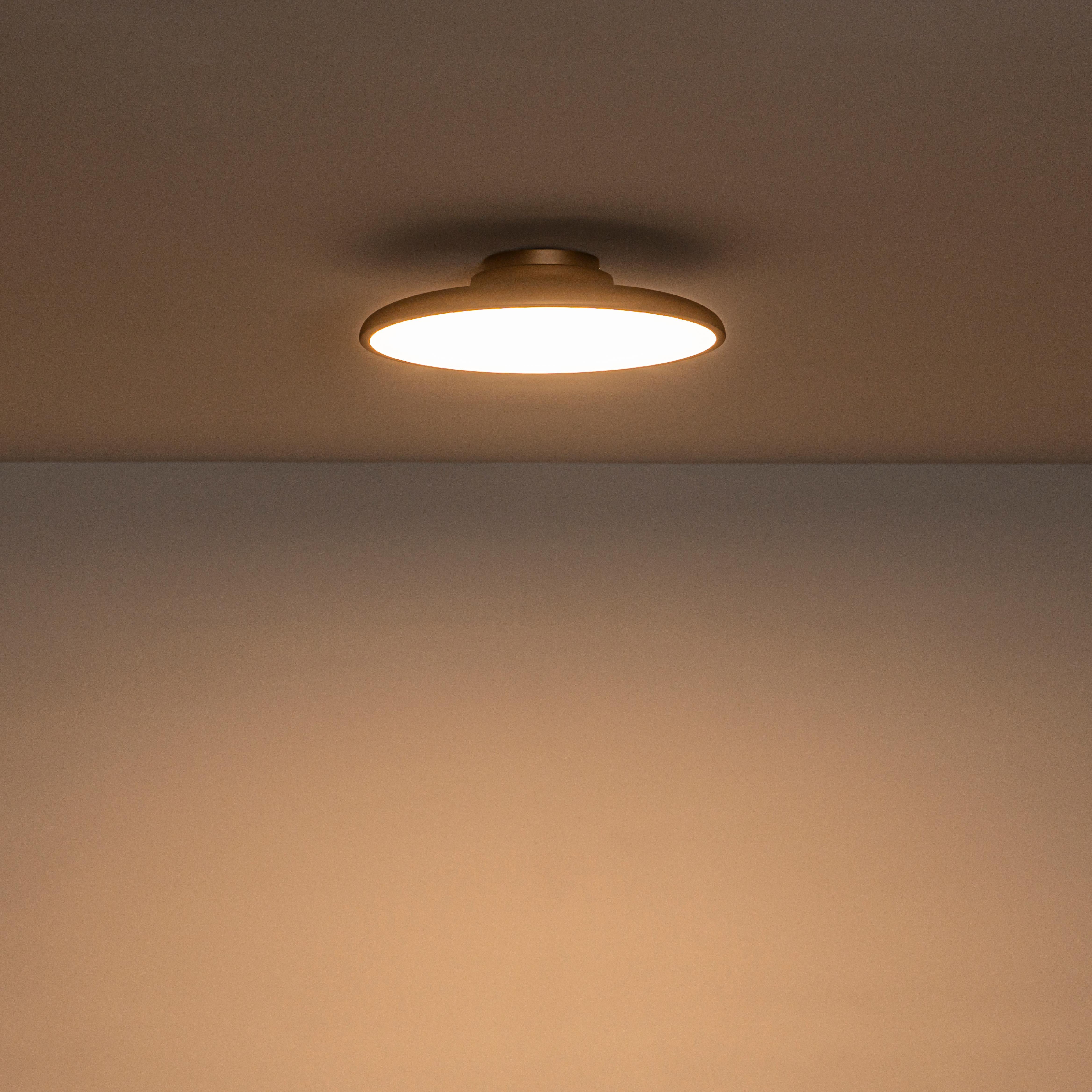 Glowlings 1-Light Modern 16"Wide Antique Brass Round UFO Flying Saucer Dome LED Flush Mount Ceiling Light