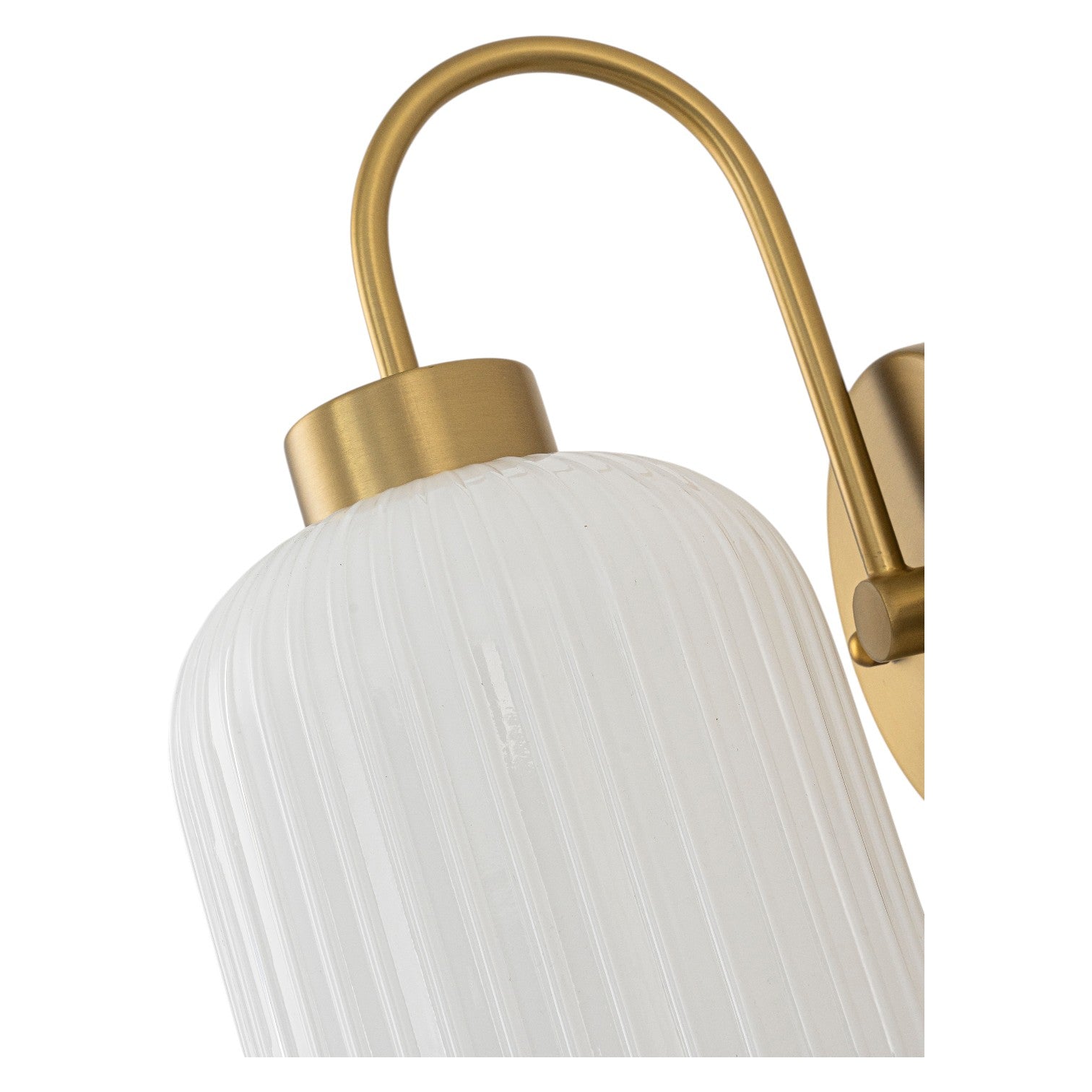 Glowlings 1-Light Modern Brushed Brass Fluted Opal Glass Globe Wall Sconce Vanity Light