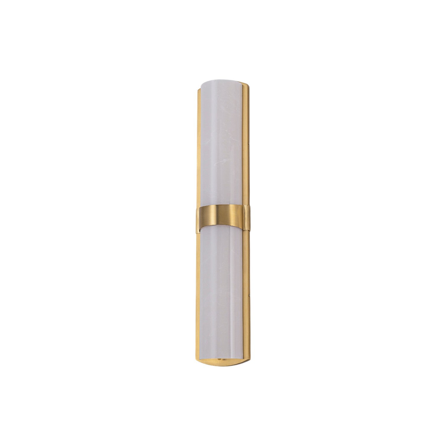 Glowlings 1-Light Modern 26"H Brushed Gold Dimmable Wall Sconce Faux Alabaster Cylinder LED Vanity Light
