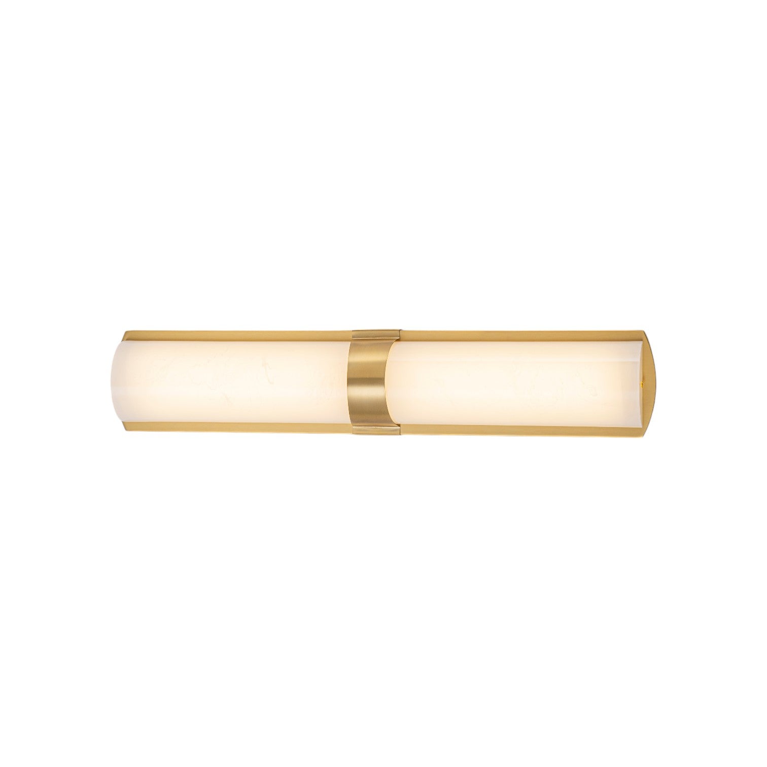 Glowlings 1-Light Modern 26"H Brushed Gold Dimmable Wall Sconce Faux Alabaster Cylinder LED Vanity Light