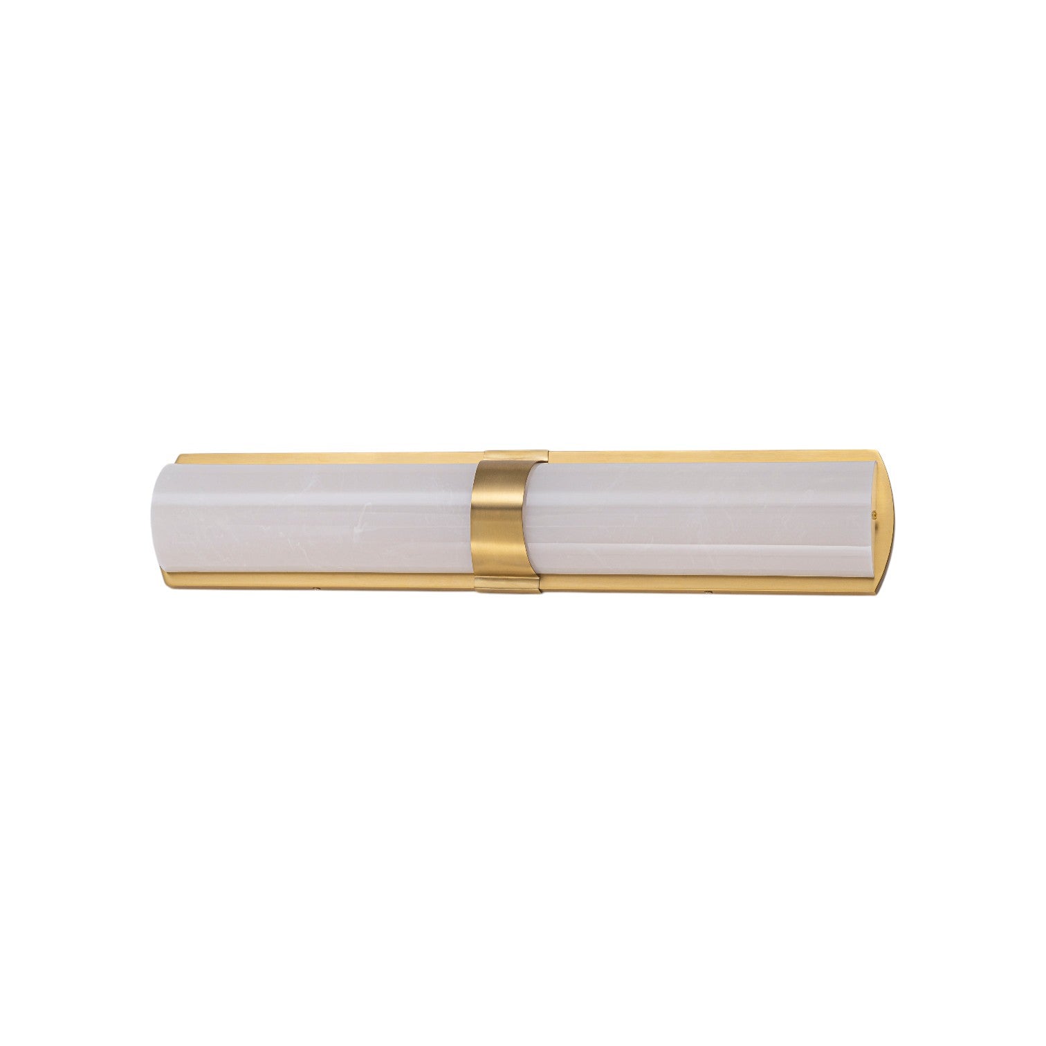 Glowlings 1-Light Modern 26"H Brushed Gold Dimmable Wall Sconce Faux Alabaster Cylinder LED Vanity Light