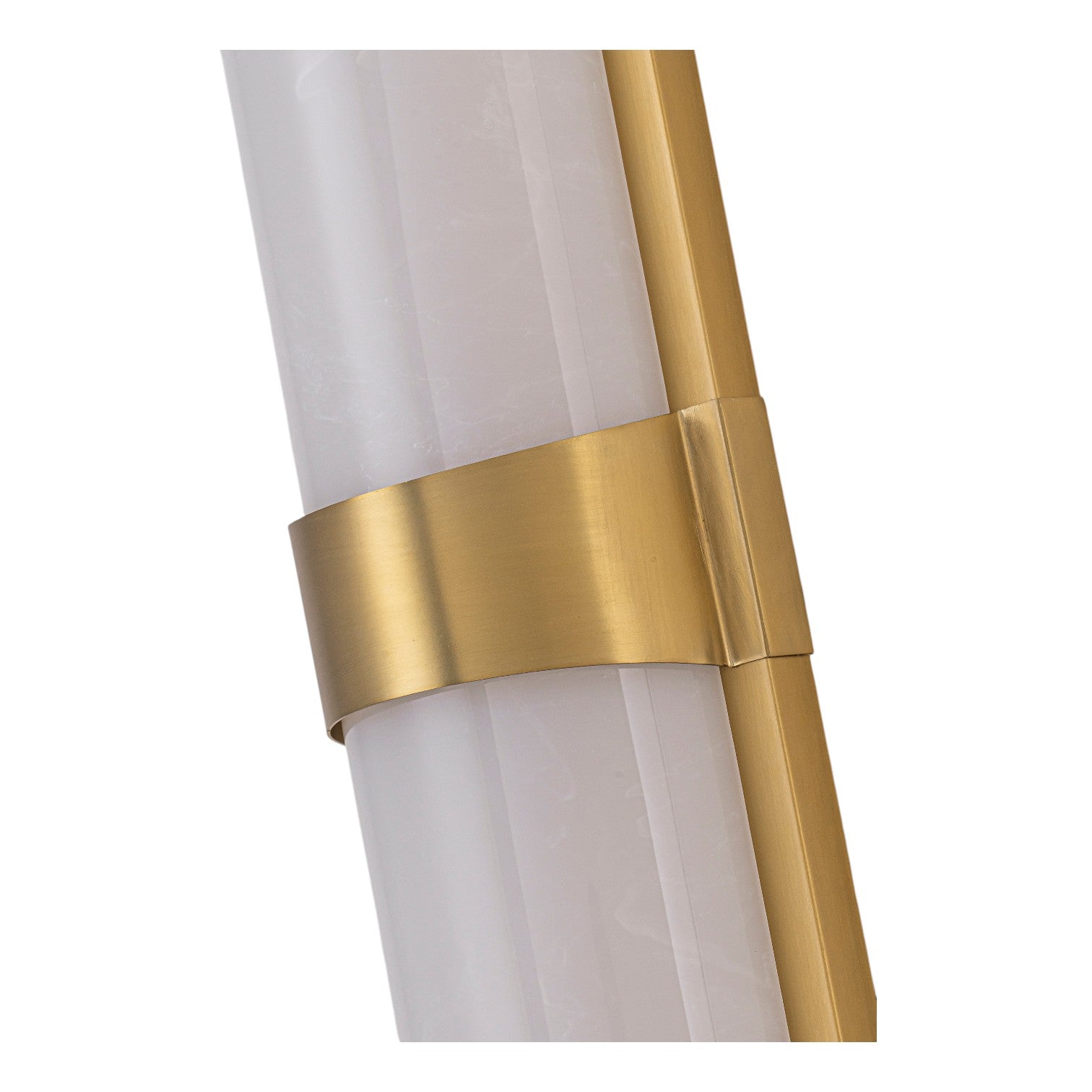 Glowlings 1-Light Modern 26"H Brushed Gold Dimmable Wall Sconce Faux Alabaster Cylinder LED Vanity Light