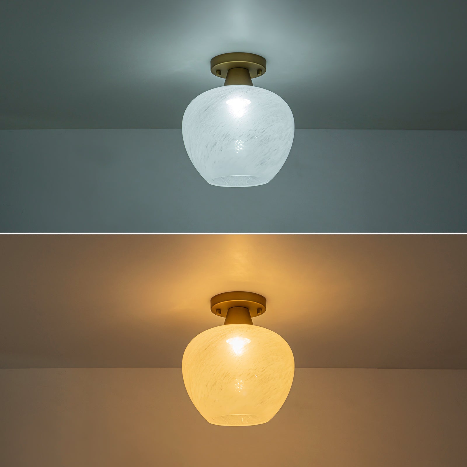 Glowlings 1-Light Modern Opal Glass Small Semi-Flush Mount Ceiling Light