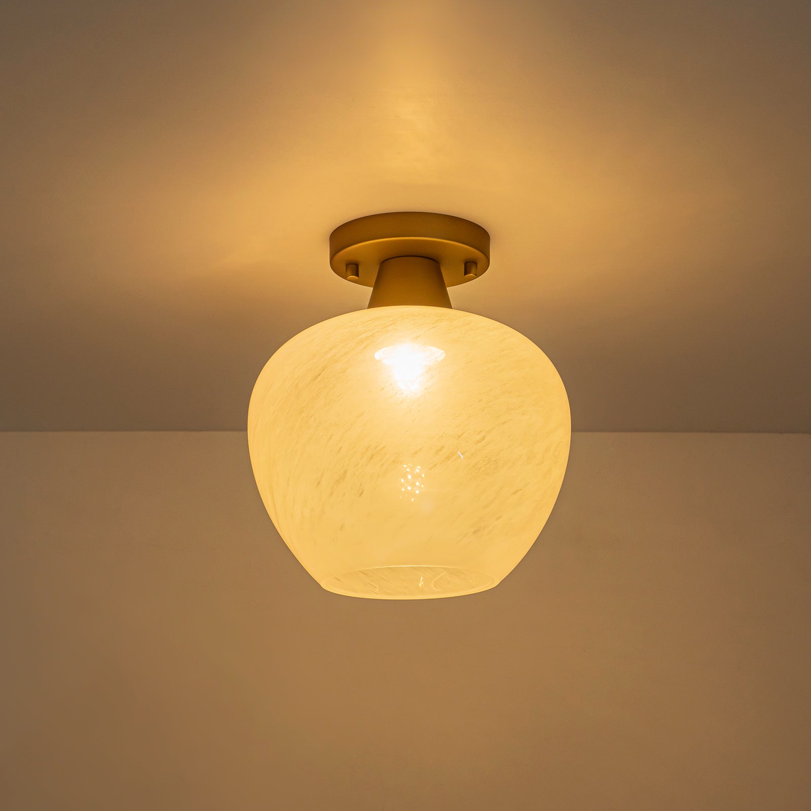 Glowlings 1-Light Modern Opal Glass Small Semi-Flush Mount Ceiling Light