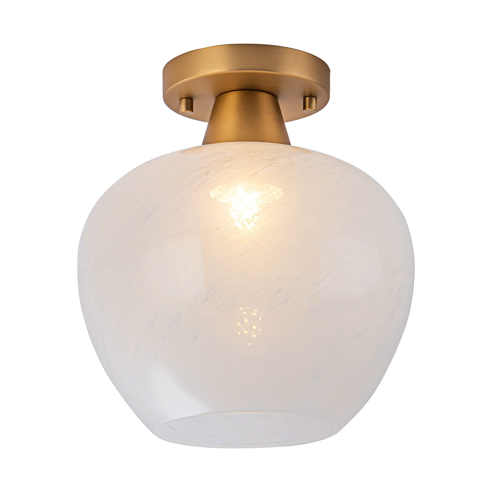 Glowlings 1-Light Modern Opal Glass Small Semi-Flush Mount Ceiling Light