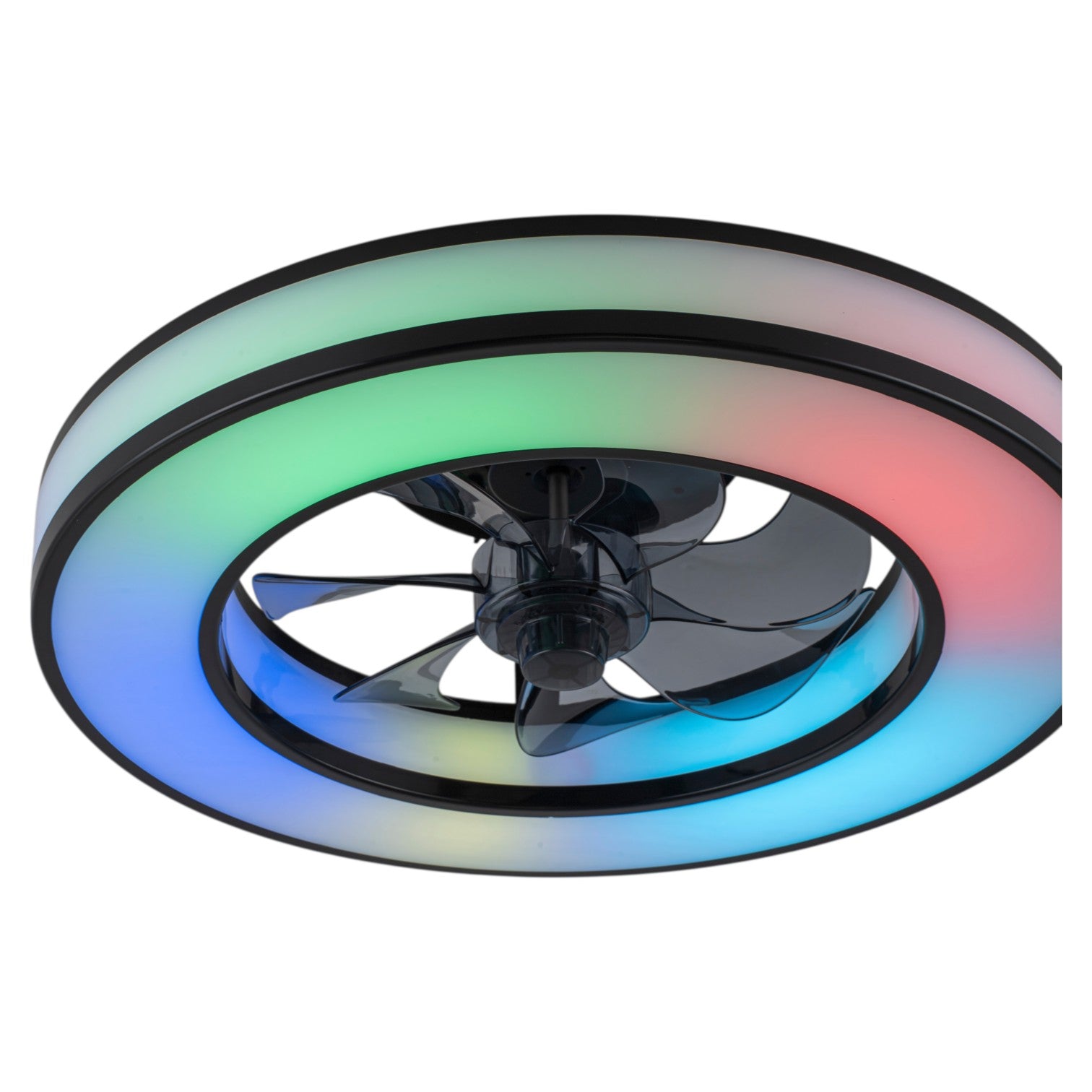 Glowlings 1-Light Modern Dimmable CCT Flush Mount Ceiling Fan with RGB Lights & Remote, Low Profile Fandelier with Smart APP Control