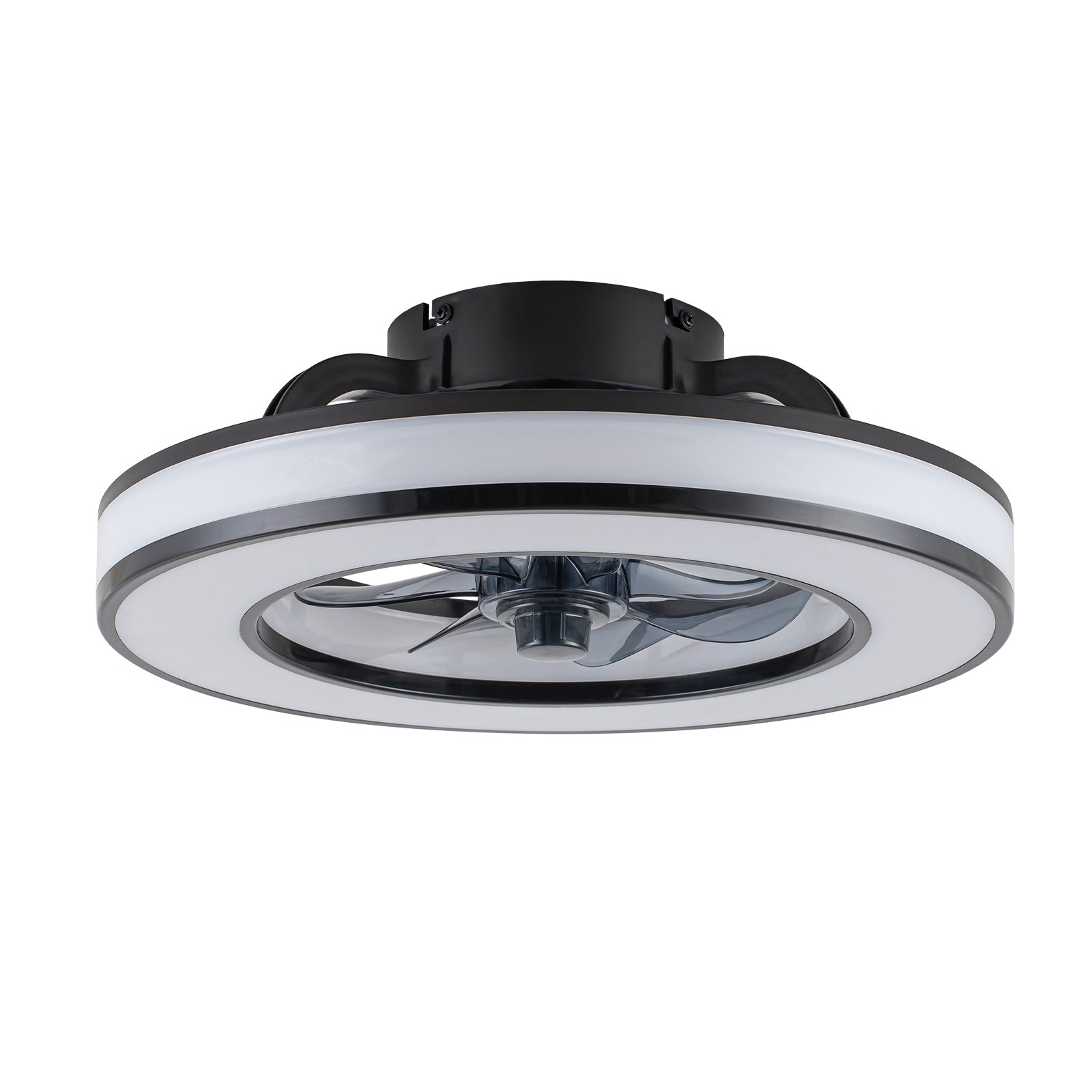 Glowlings 1-Light Modern Dimmable CCT Flush Mount Ceiling Fan with RGB Lights & Remote, Low Profile Fandelier with Smart APP Control